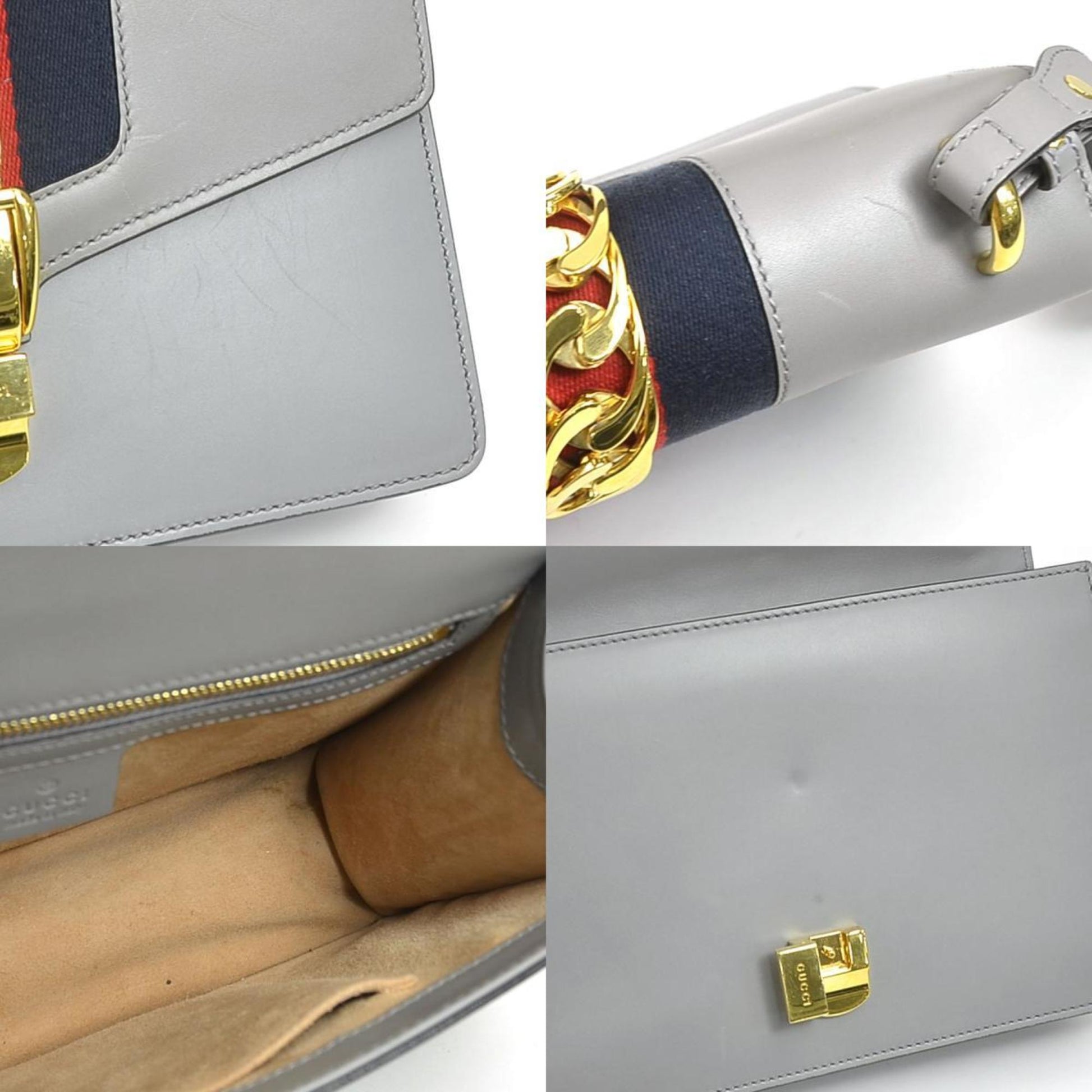 Gucci Gray Leather Shoulder Bag