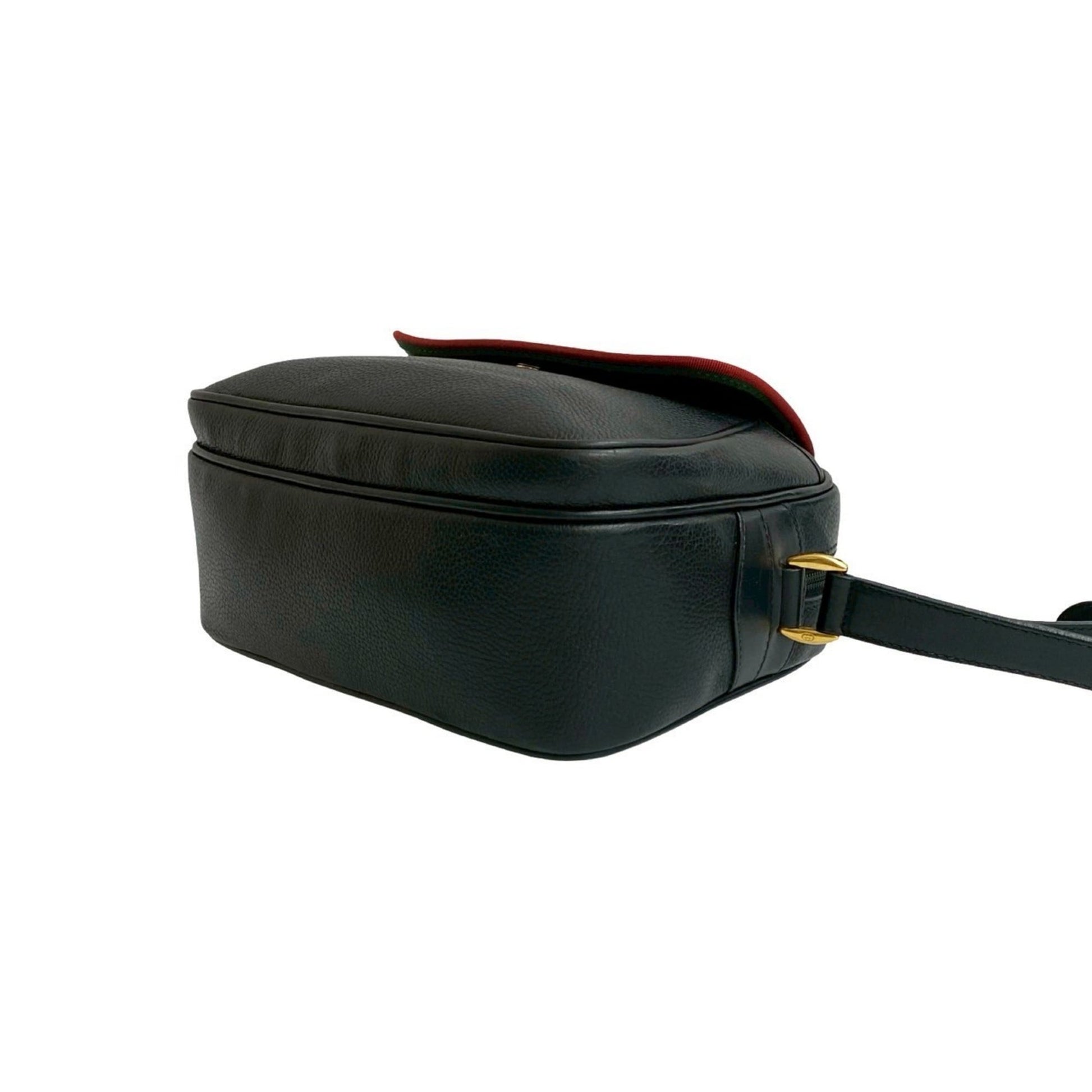 Gucci Black Green Red Color Leather Pochette Shoulder Bag