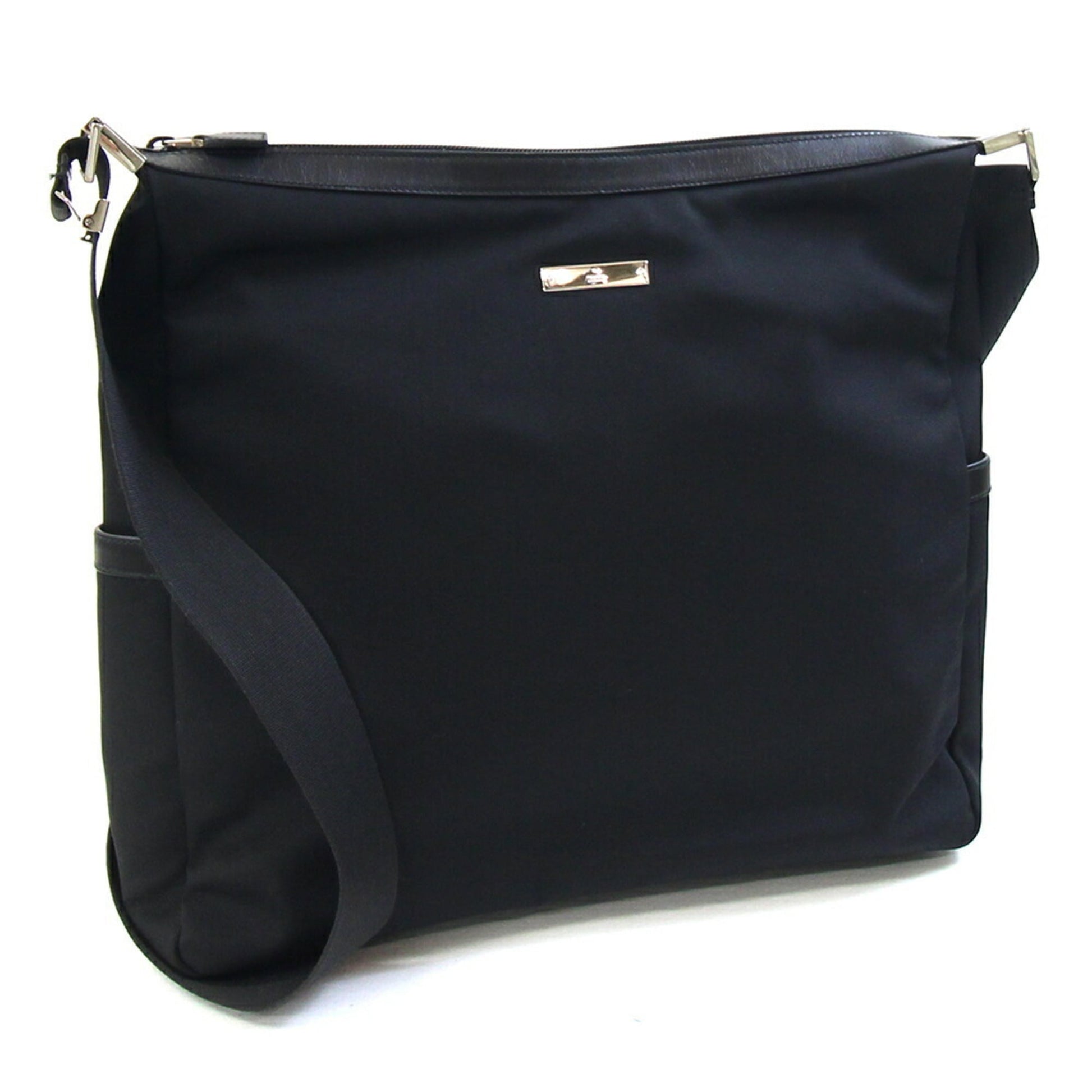 Gucci Black Nylon Canvas Leather Shoulder Bag