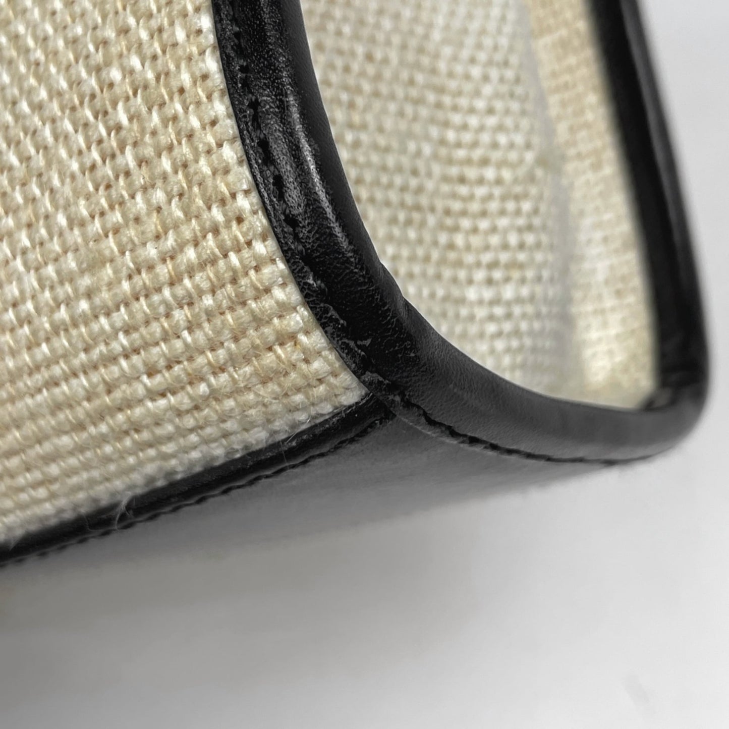 Gucci Black Ivory Fabric Leather Handbag Shoulder Bag