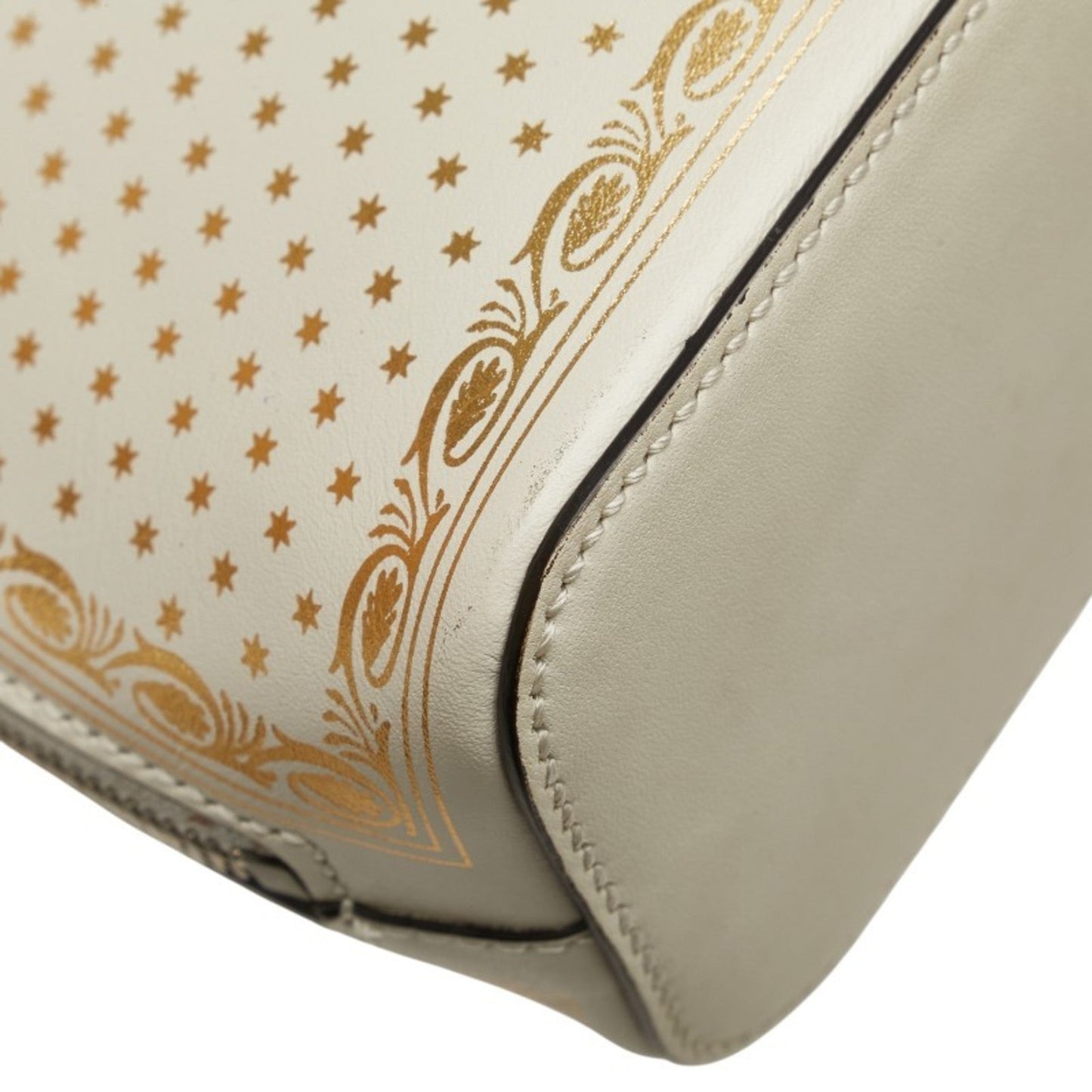 Gucci Gold White Leather Shoulder Bag