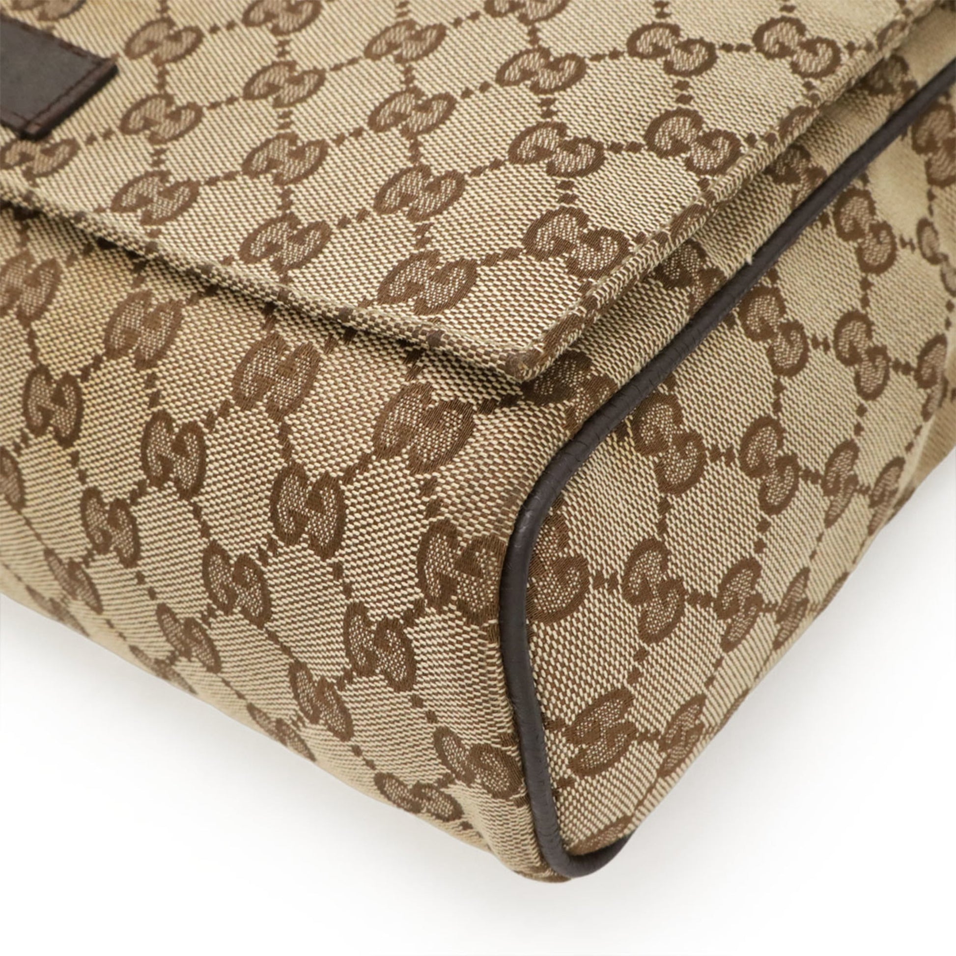 Gucci Gg Canvas Beige Dark Brown Khaki Gg Canvas Leather Shoulder Bag