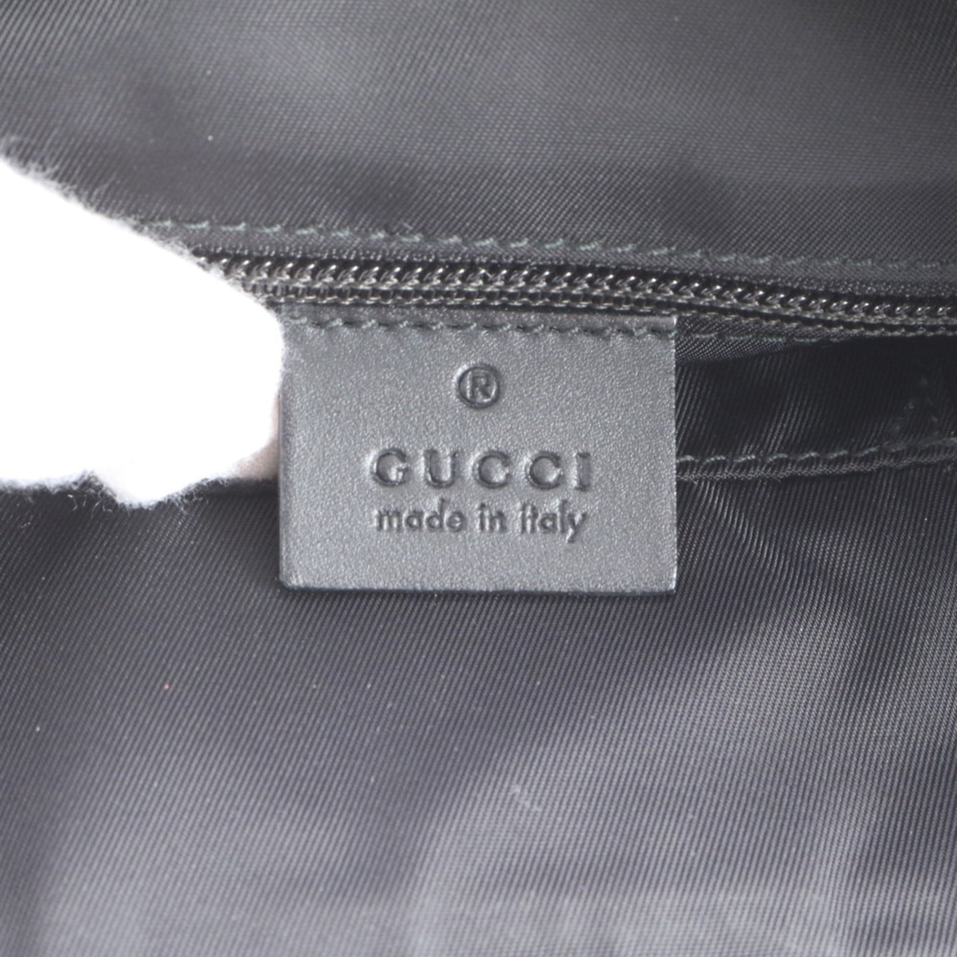 Gucci Black Brown Leather Coated Canvas Shoulder Bag