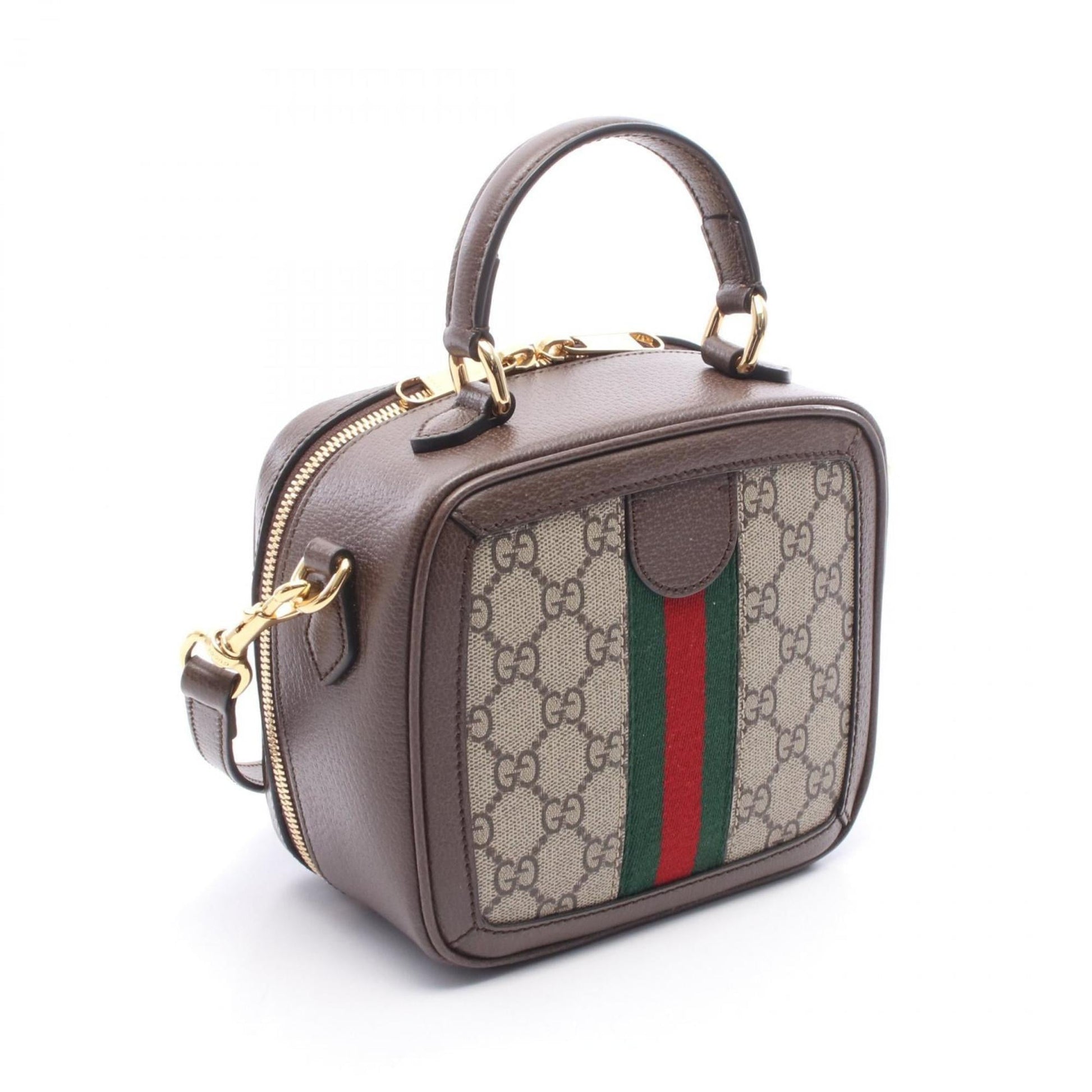 Gucci Beige Brown Multi-Color Coated Canvas Leather Handbag