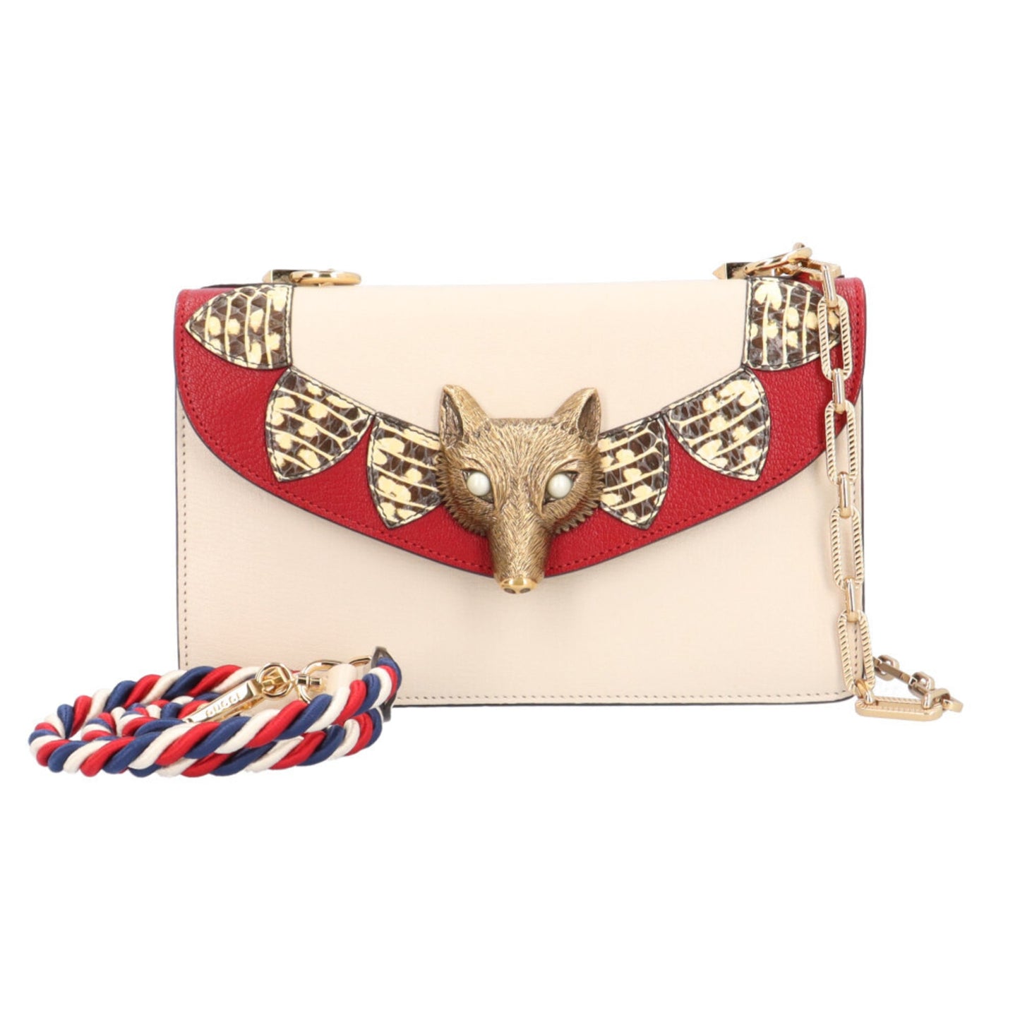 Gucci Beige Red Color Leather Shoulder Bag