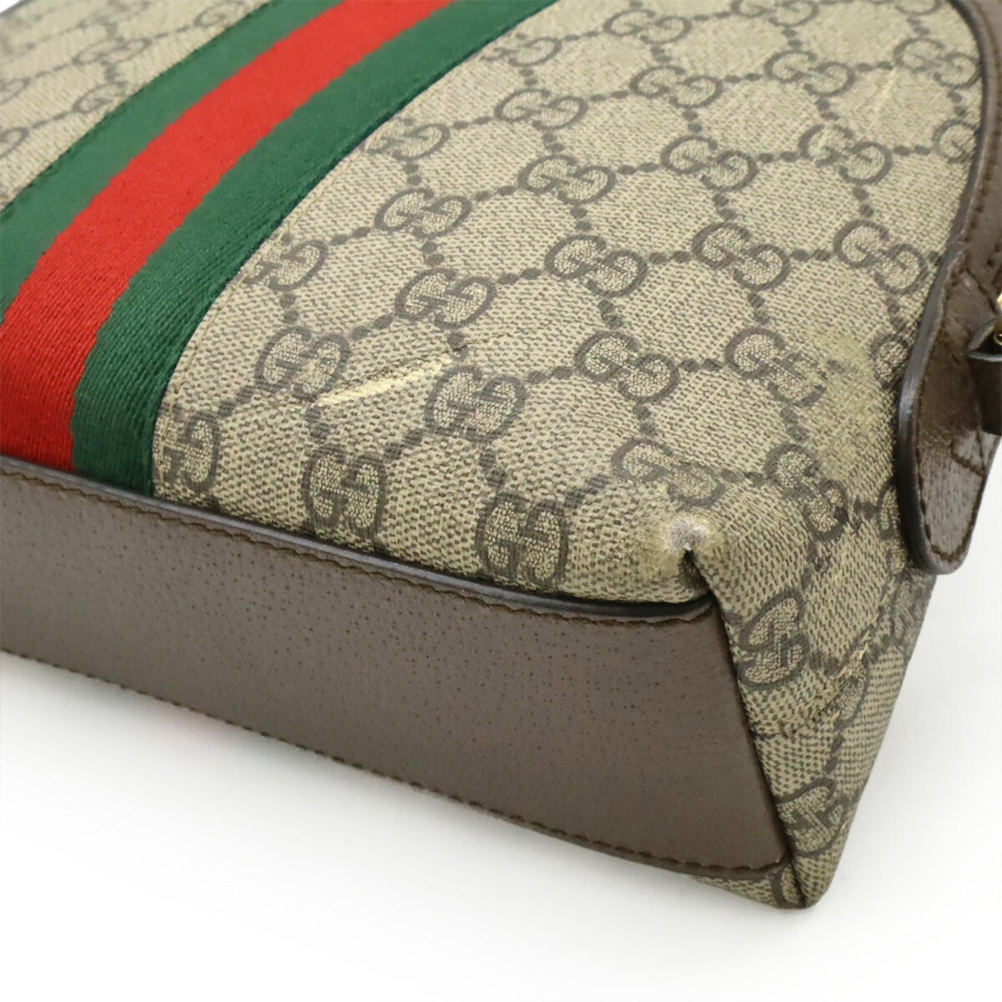 Gucci Beige Brown Green Red Color Gg Supreme Leather Pochette Shoulder Bag