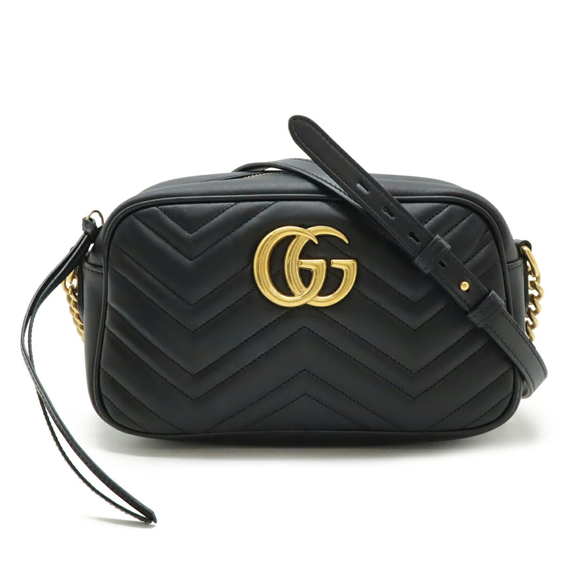 Gucci Gg Marmont Black Leather Pochette Shoulder Bag