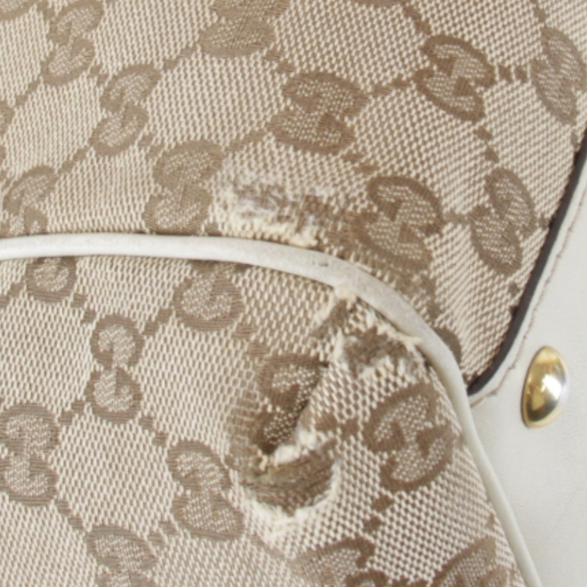 Gucci Gg Canvas Beige Gg Canvas Leather Handbag