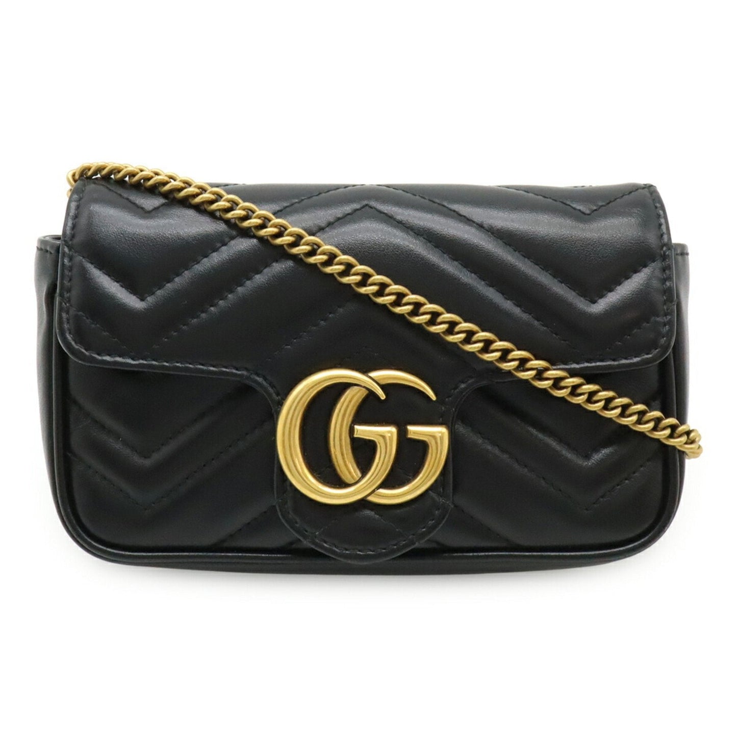 Gucci Gg Marmont Black Leather Pochette Shoulder Bag
