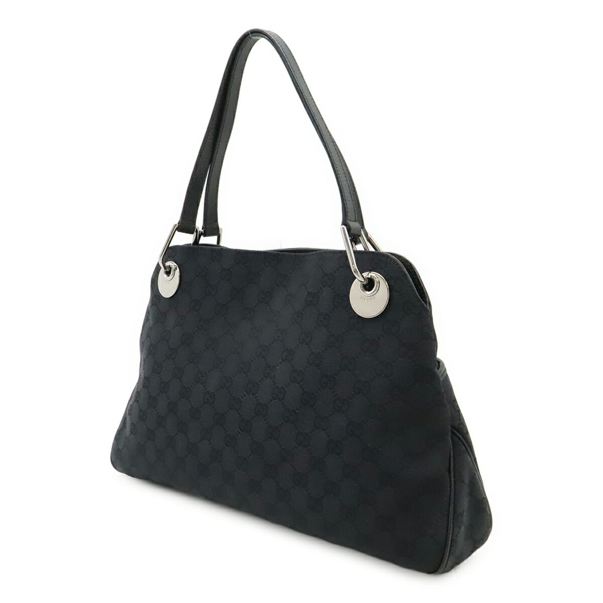 Gucci Black Gg Canvas Shoulder Bag Tote Bag