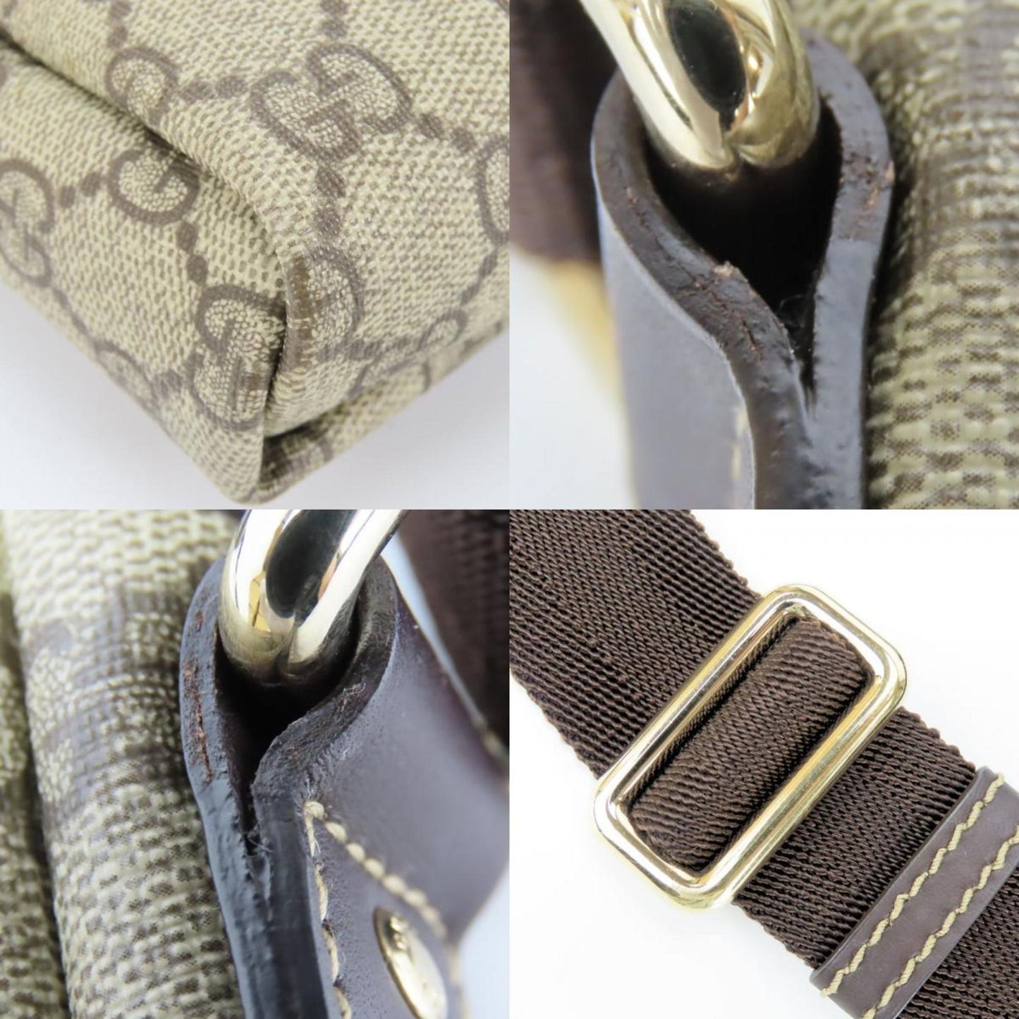 Gucci Beige Dark Brown Gg Supreme Leather Shoulder Bag