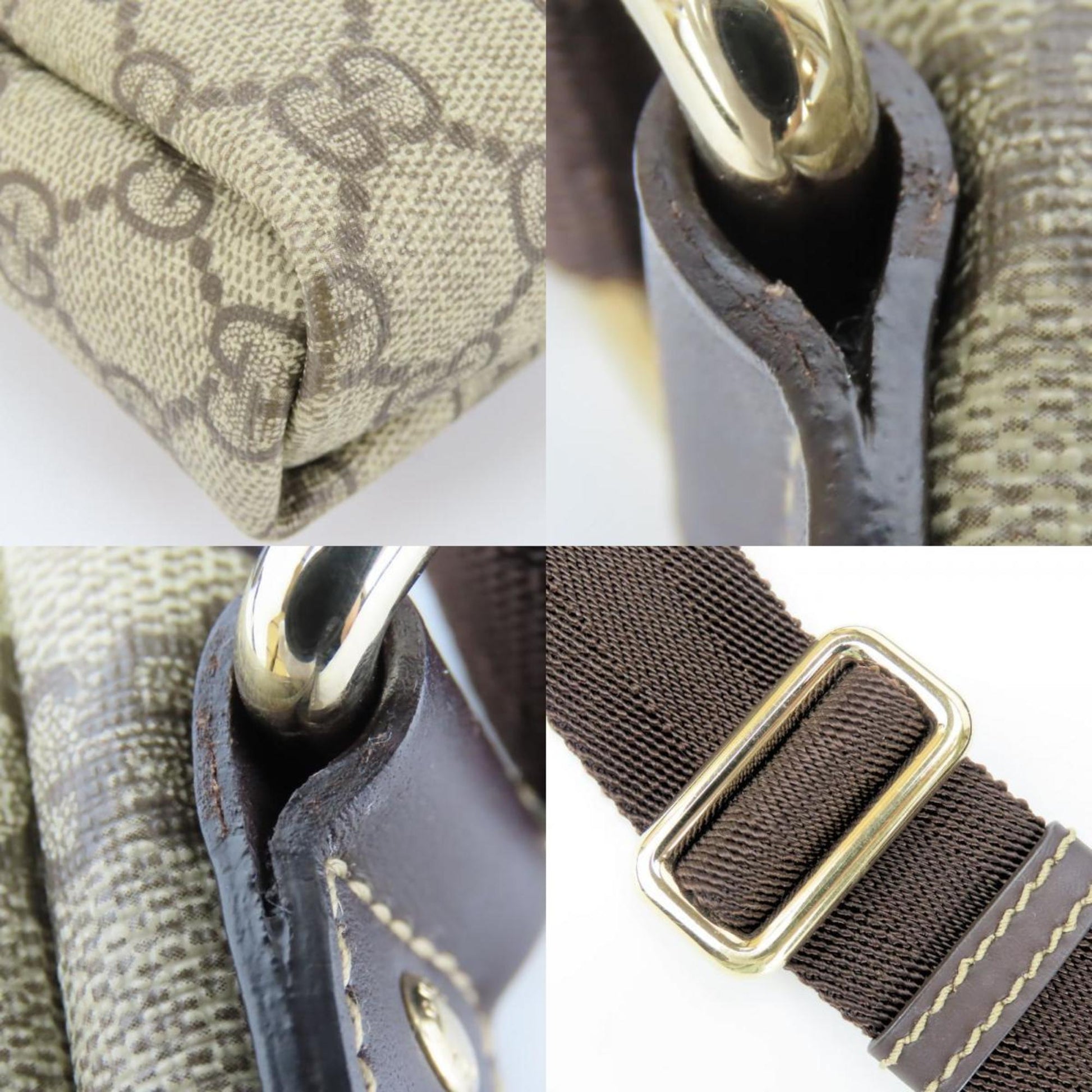 Gucci Beige Dark Brown Gg Supreme Leather Shoulder Bag