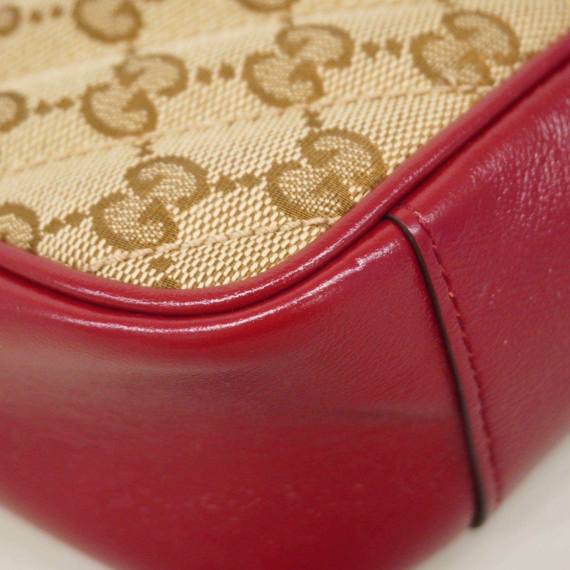 Gucci Brown Red Color Canvas Shoulder Bag