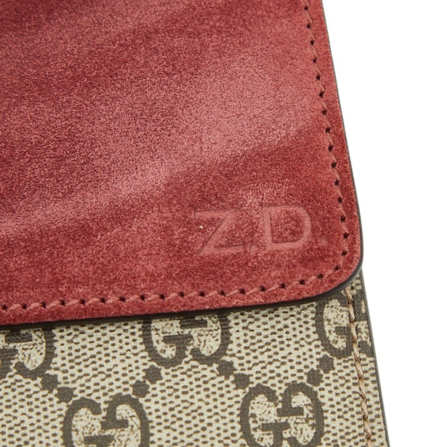 Gucci Beige Red Color Pvc Suede Shoulder Bag