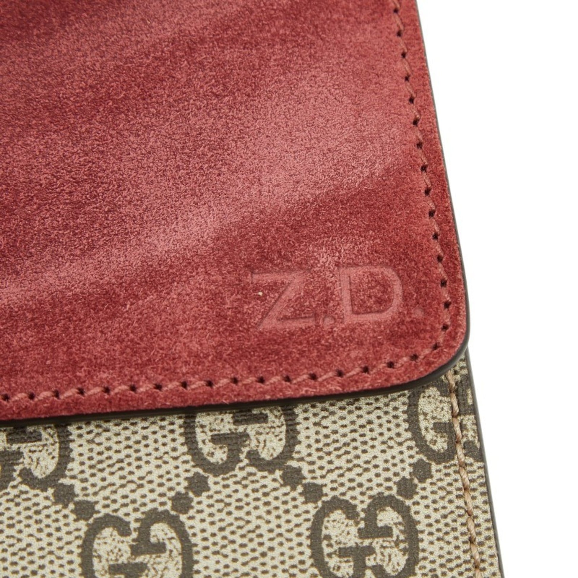 Gucci Beige Red Color Pvc Suede Shoulder Bag