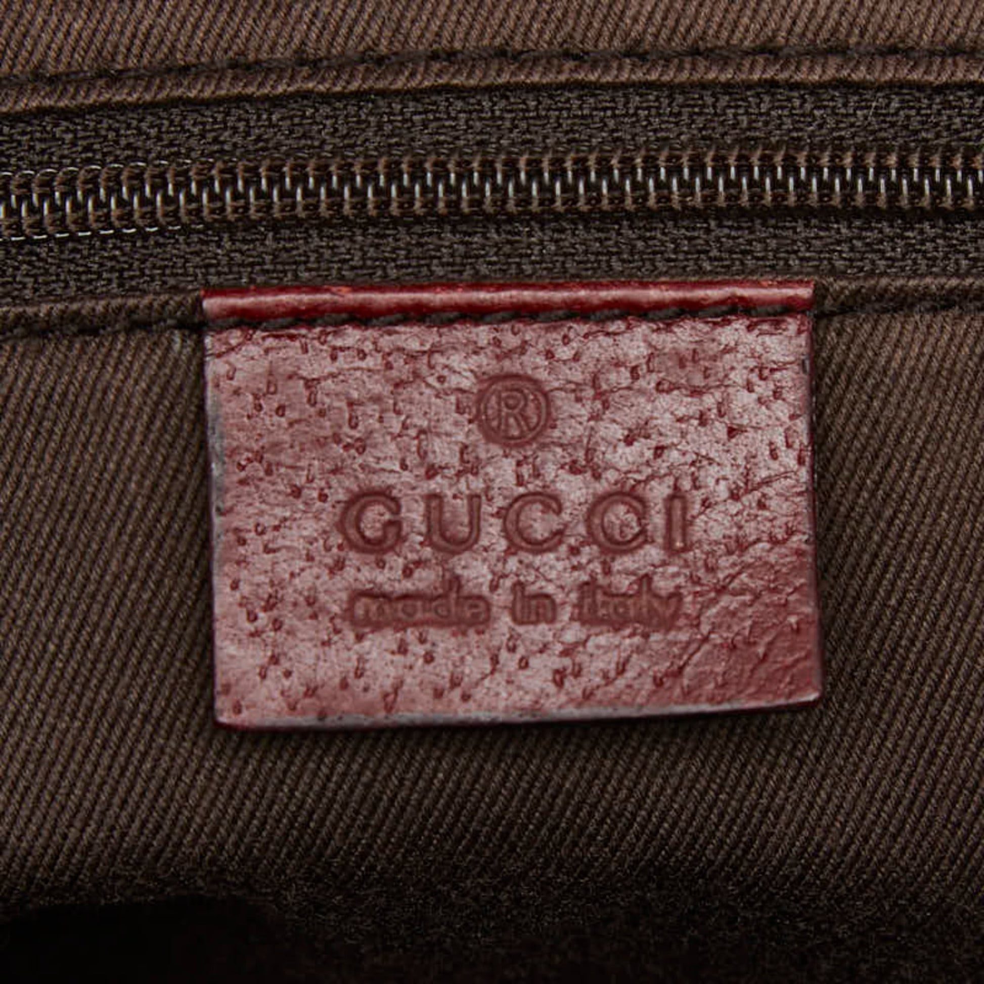 Gucci Beige Red Color Canvas Leather Handbag Tote Bag