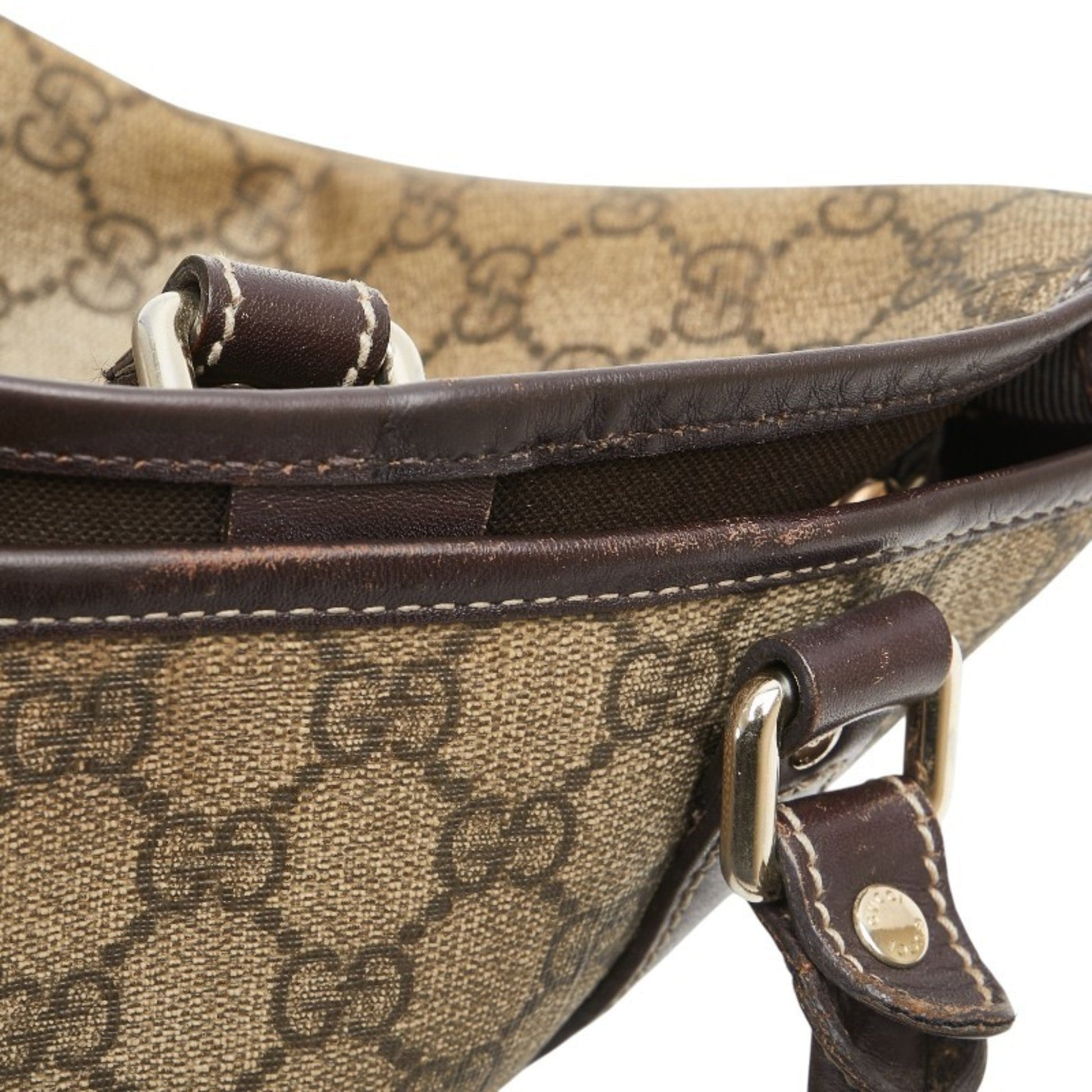 Gucci Beige Brown Pvc Leather Shoulder Bag Tote Bag