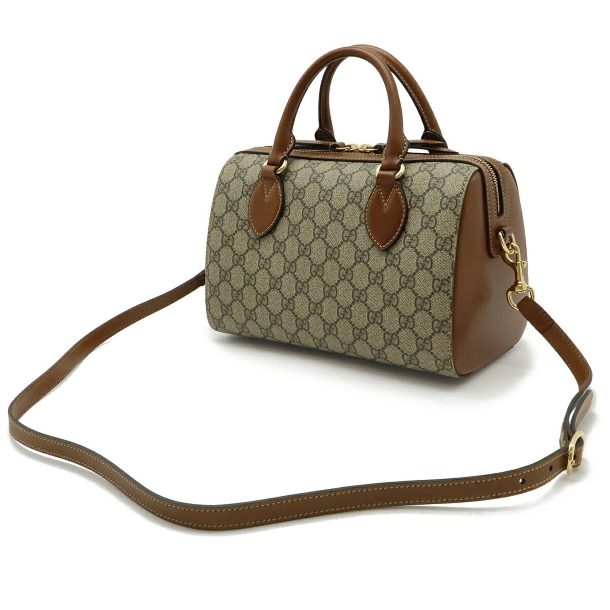 Gucci Beige Brown Gg Supreme Canvas Leather Handbag Shoulder Bag