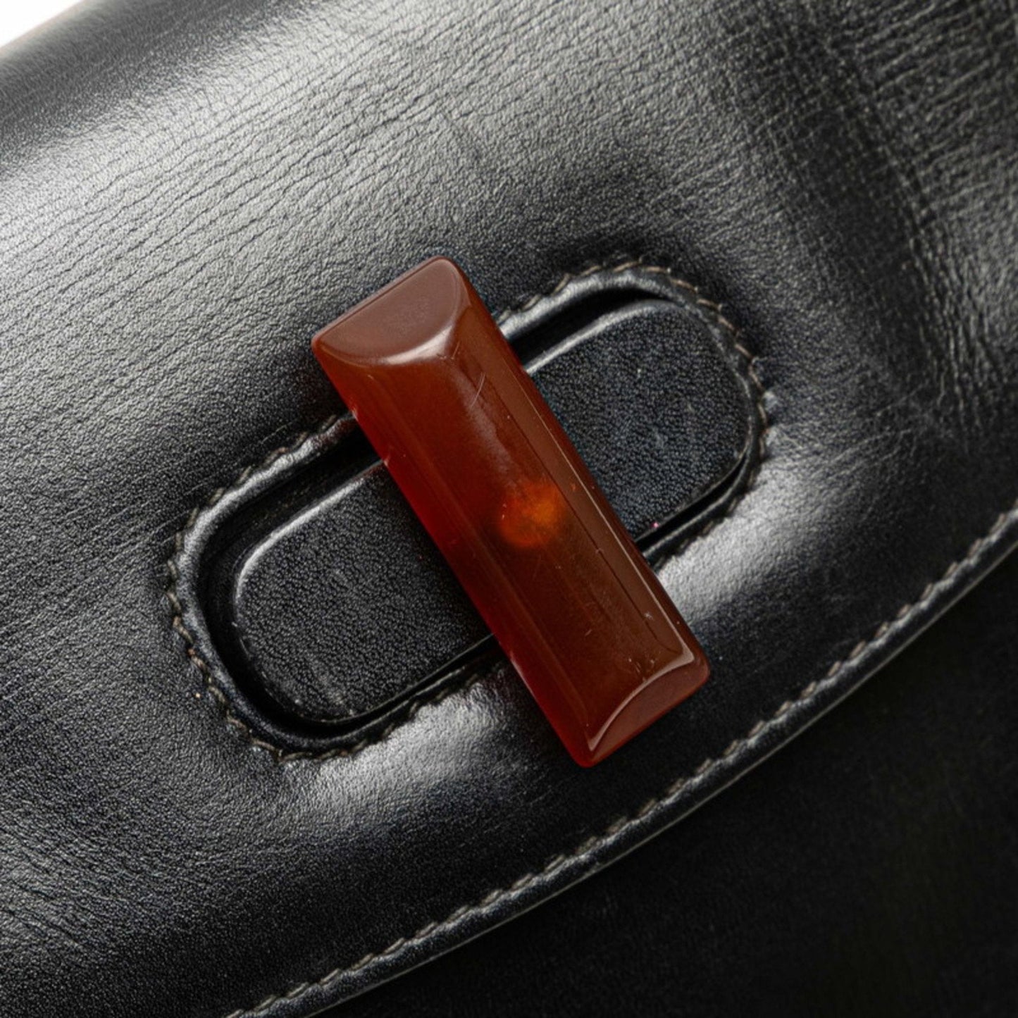 Gucci Black Brown Leather Plastic Handbag