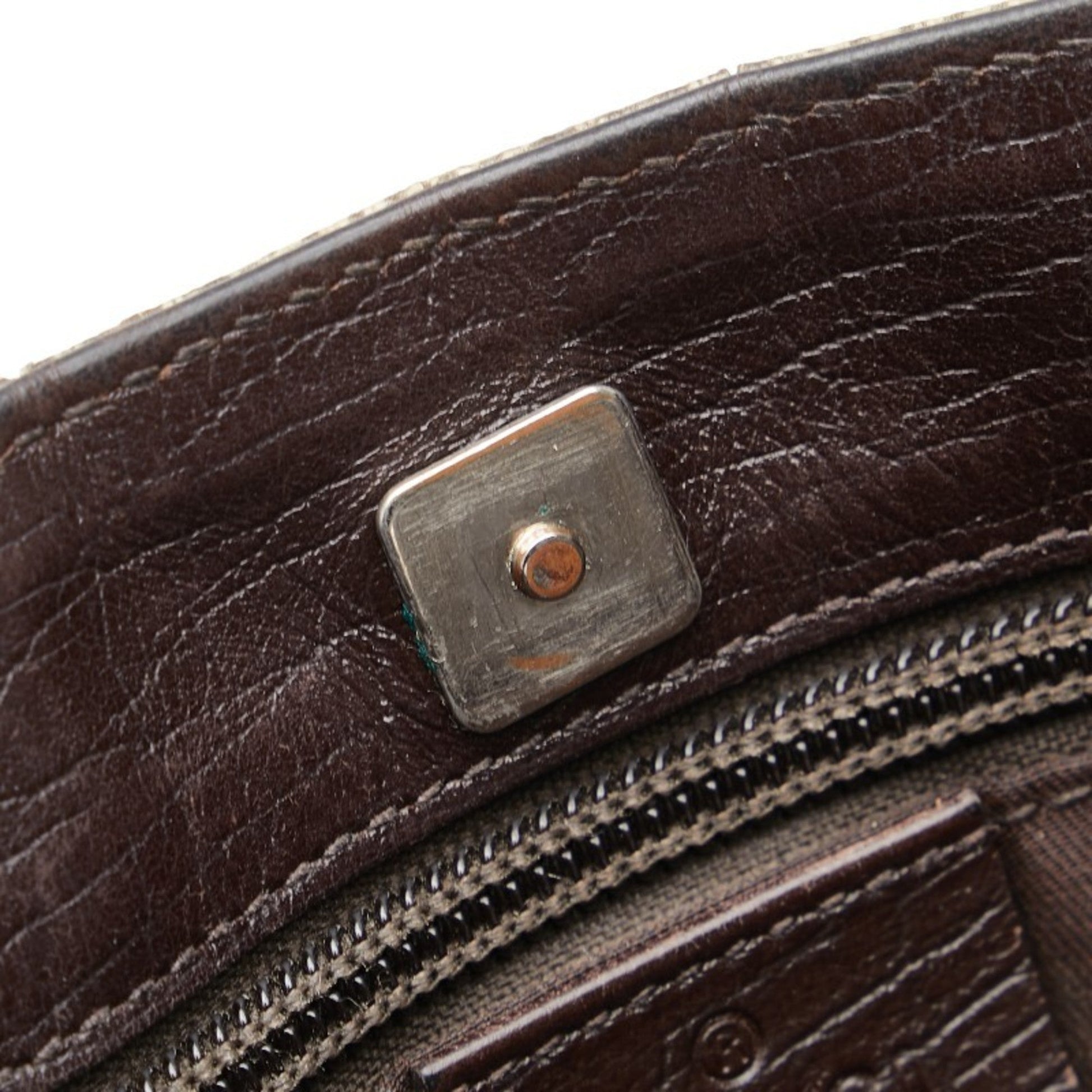 Gucci Beige Brown Pvc Leather Tote Bag