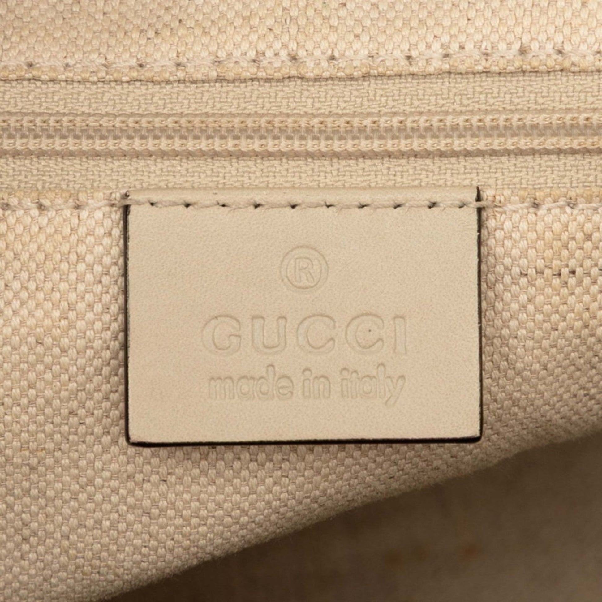 Gucci Beige White Canvas Leather Handbag Shoulder Bag