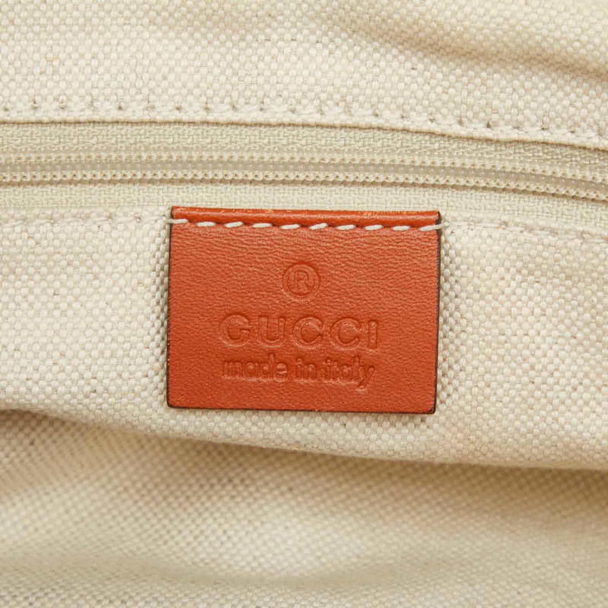 Gucci Beige Orange Canvas Leather Handbag Shoulder Bag