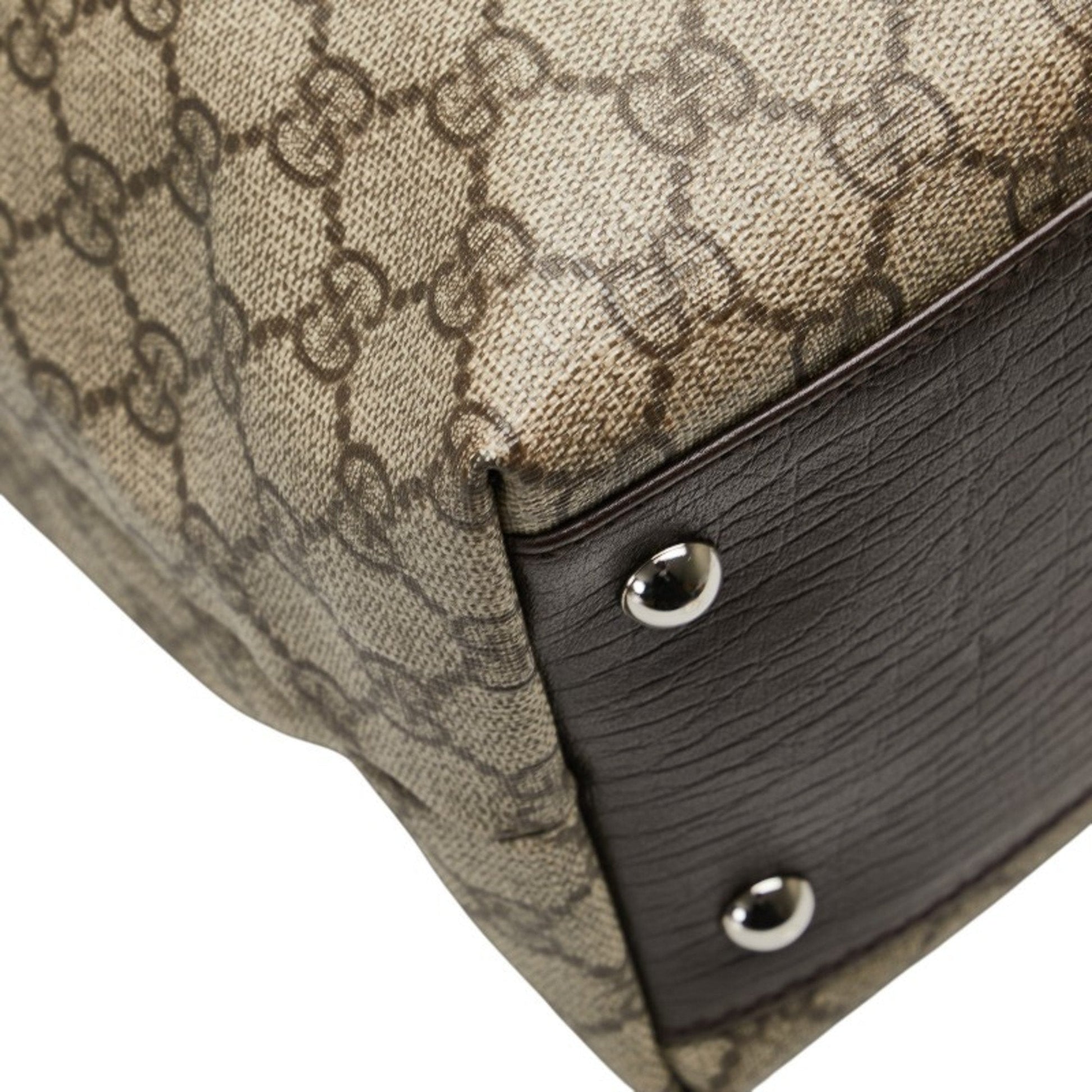 Gucci Beige Brown Pvc Leather Tote Bag