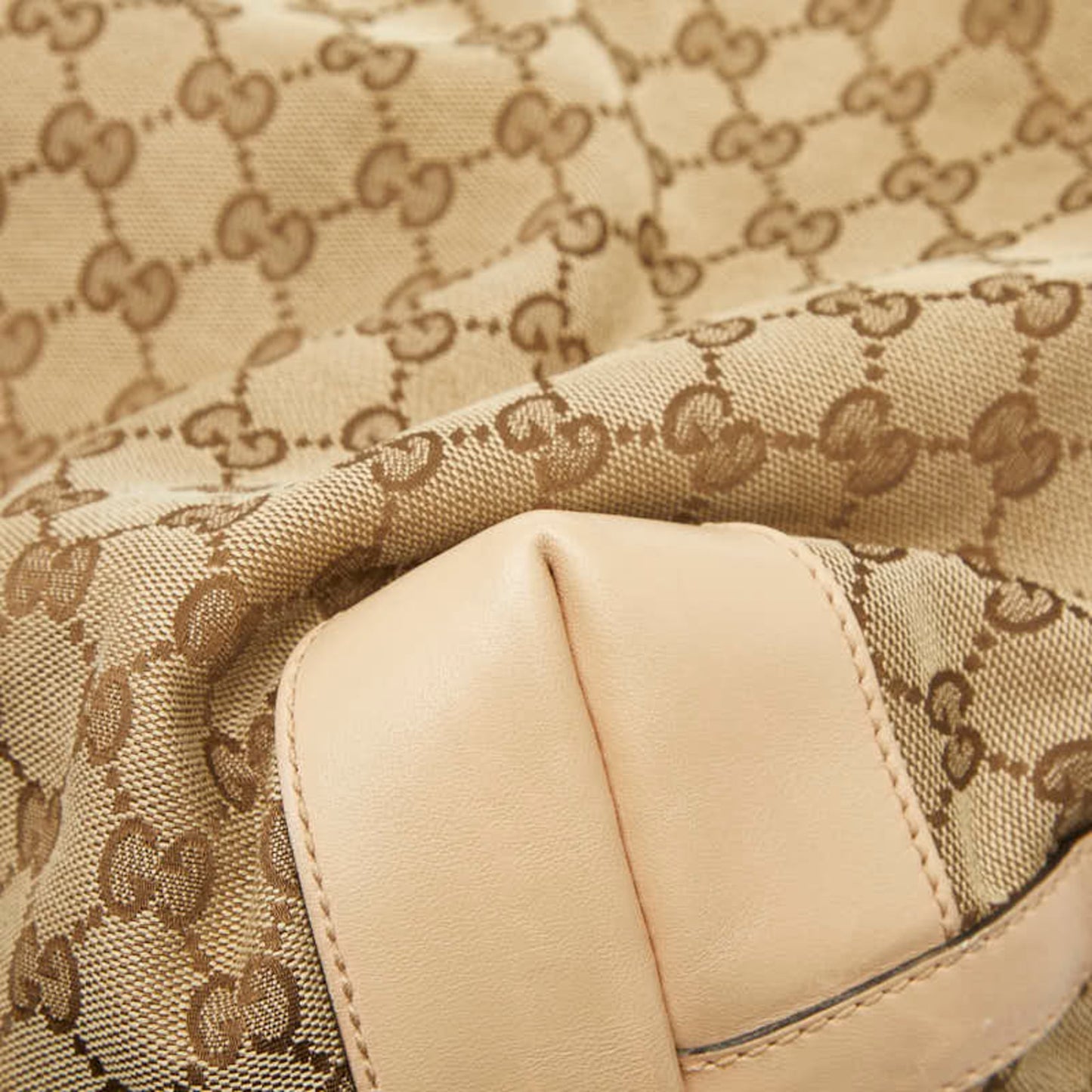 Gucci Gg Canvas Beige Brown Gg Canvas Leather Tote Bag