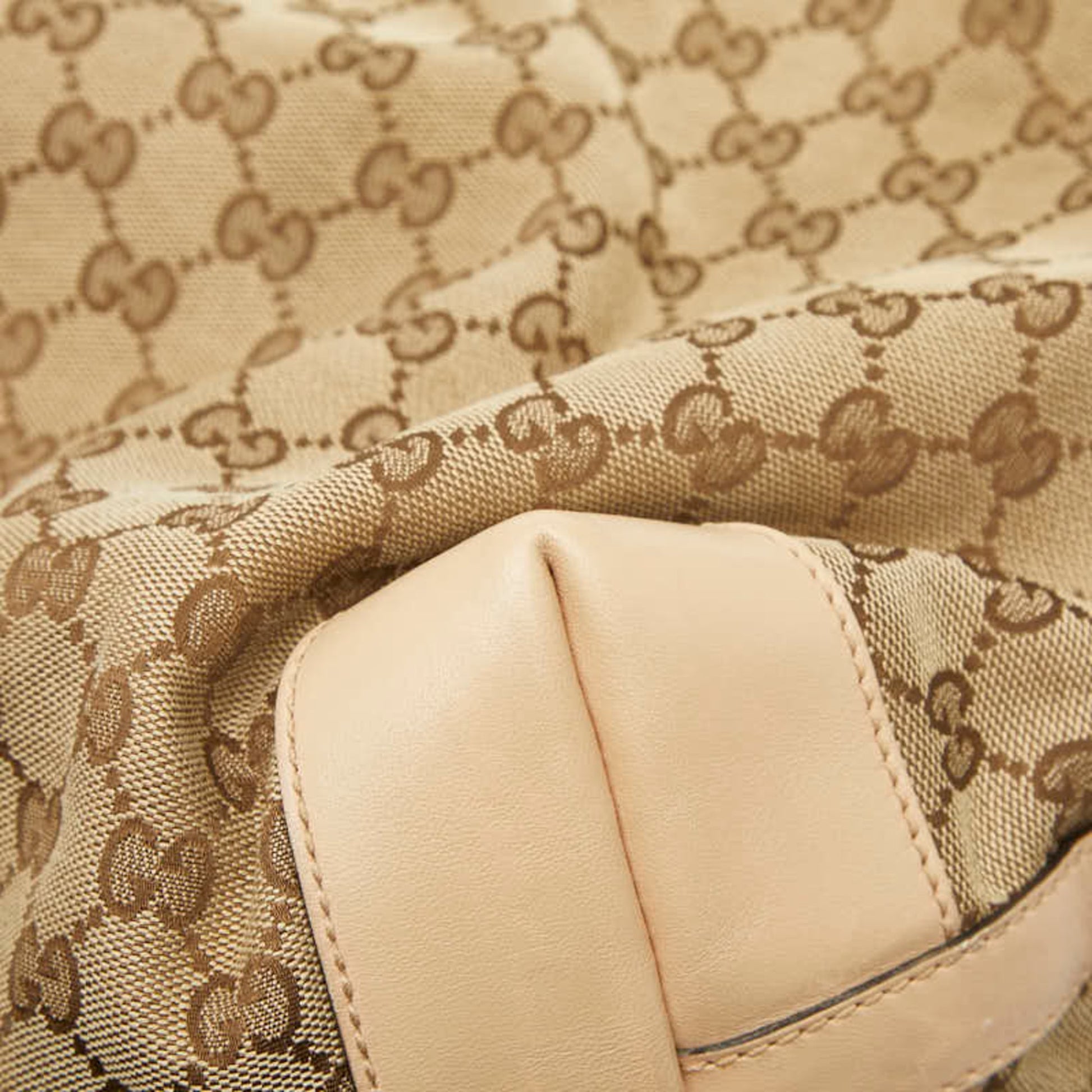 Gucci Gg Canvas Beige Brown Gg Canvas Leather Tote Bag