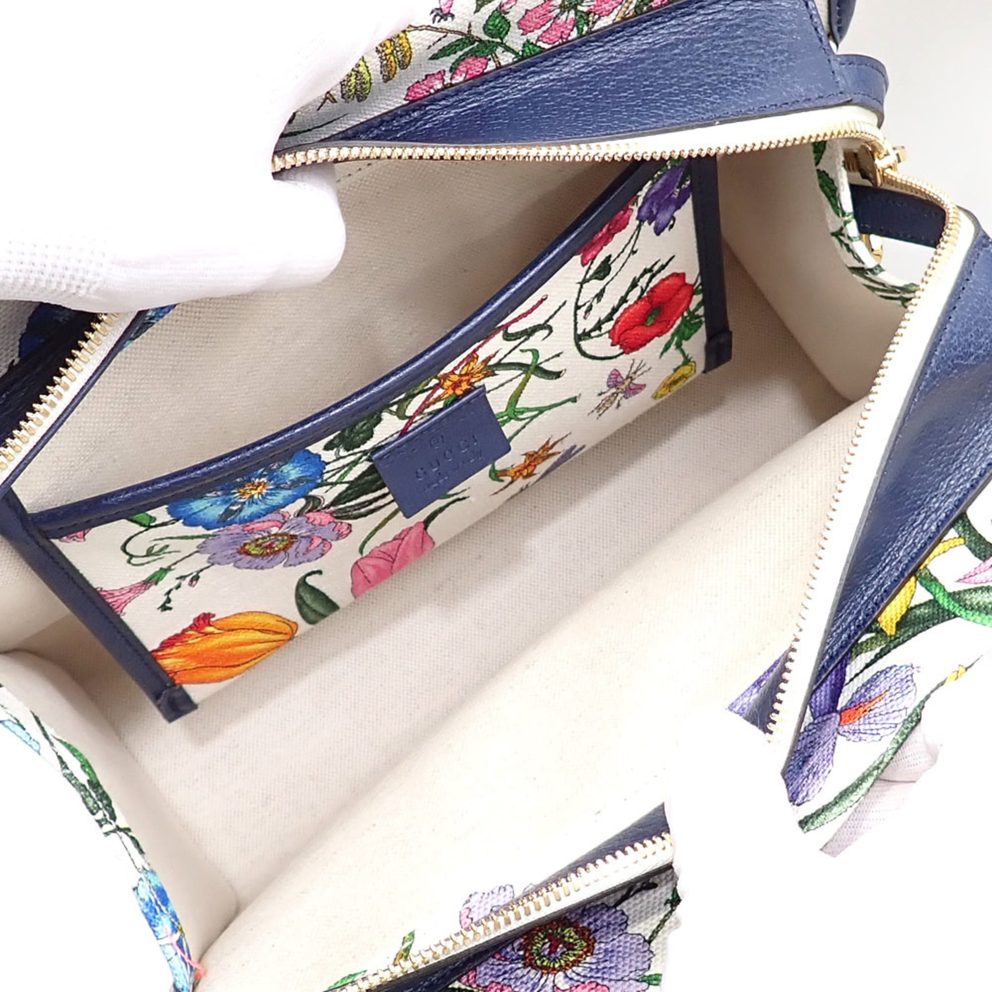 Gucci Multi-Color White Canvas Leather Handbag