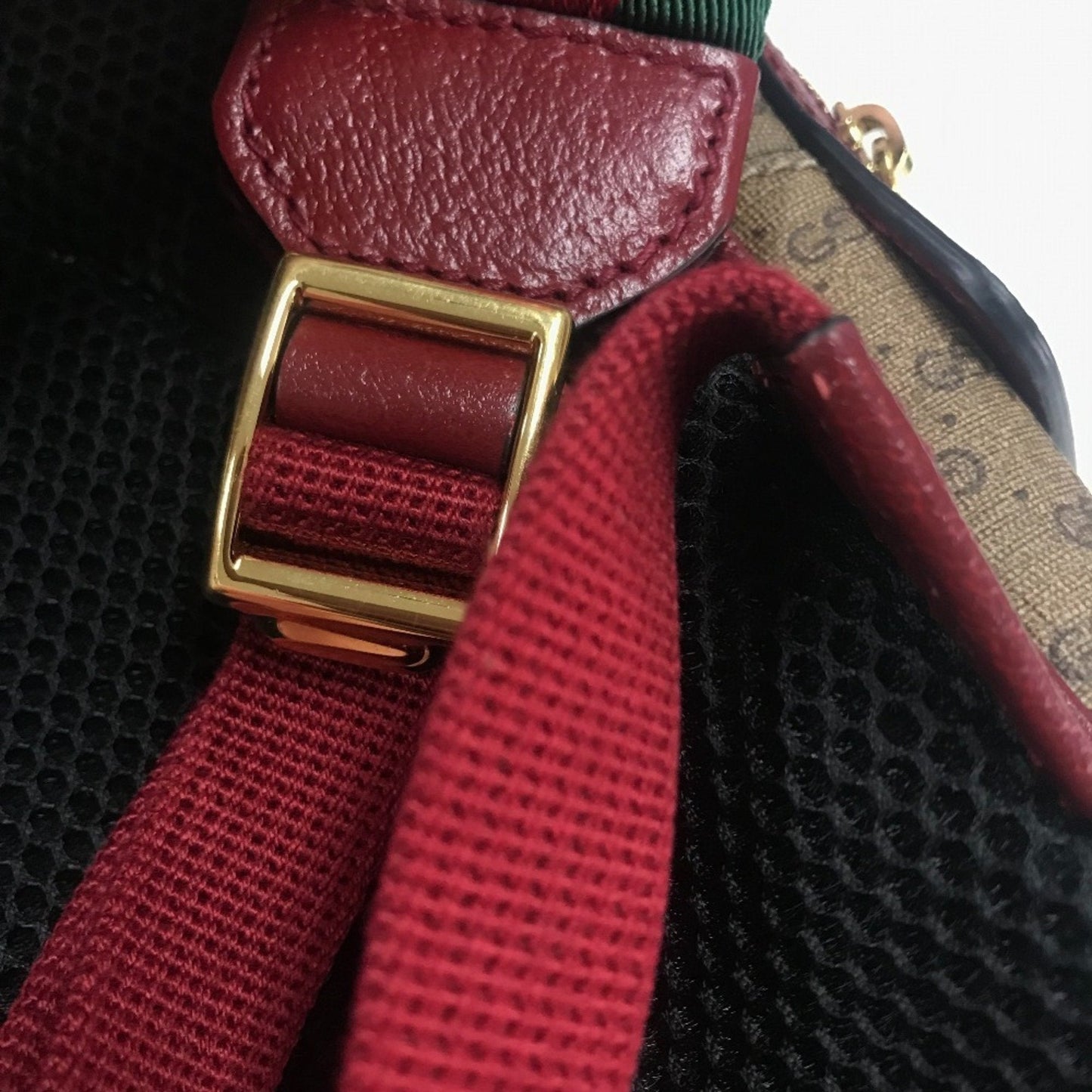 Gucci Beige Red Color Pvc Leather Backpack