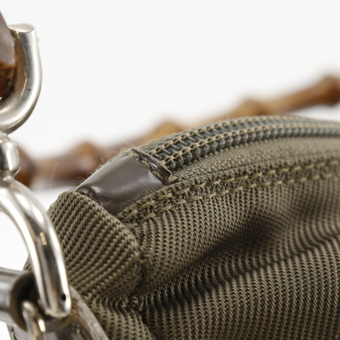 Gucci Khaki Nylon Canvas Shoulder Bag