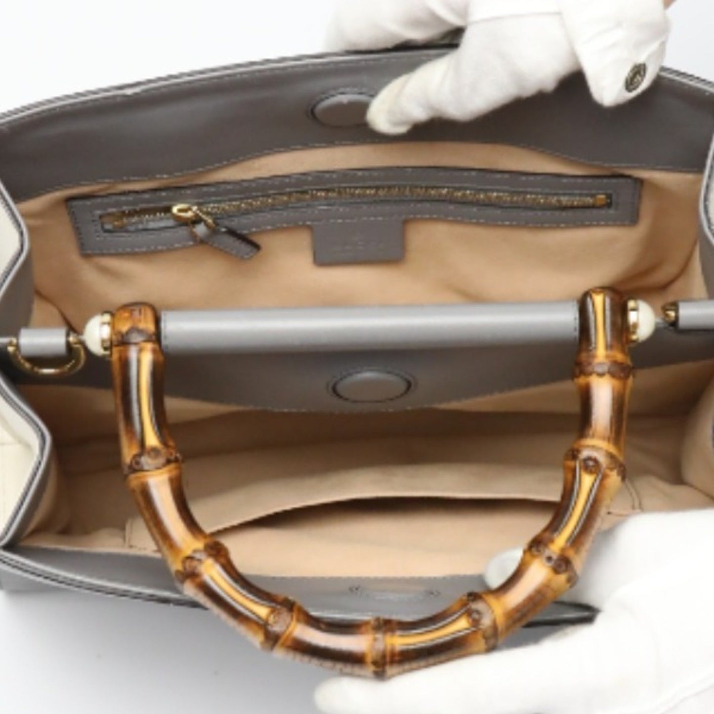Gucci Gray Bamboo Handbag