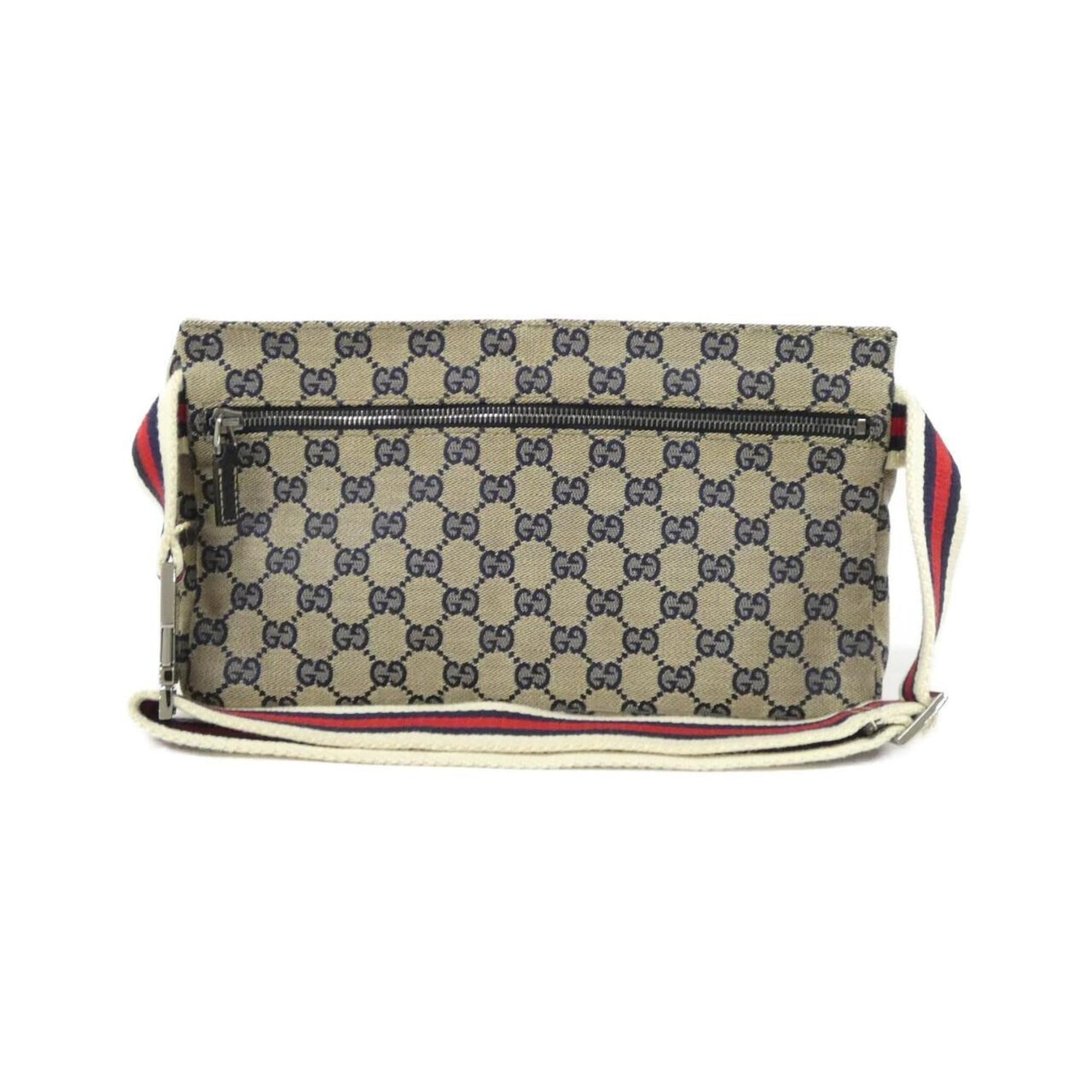 Gucci Beige Navy Gg Canvas Fanny Pack