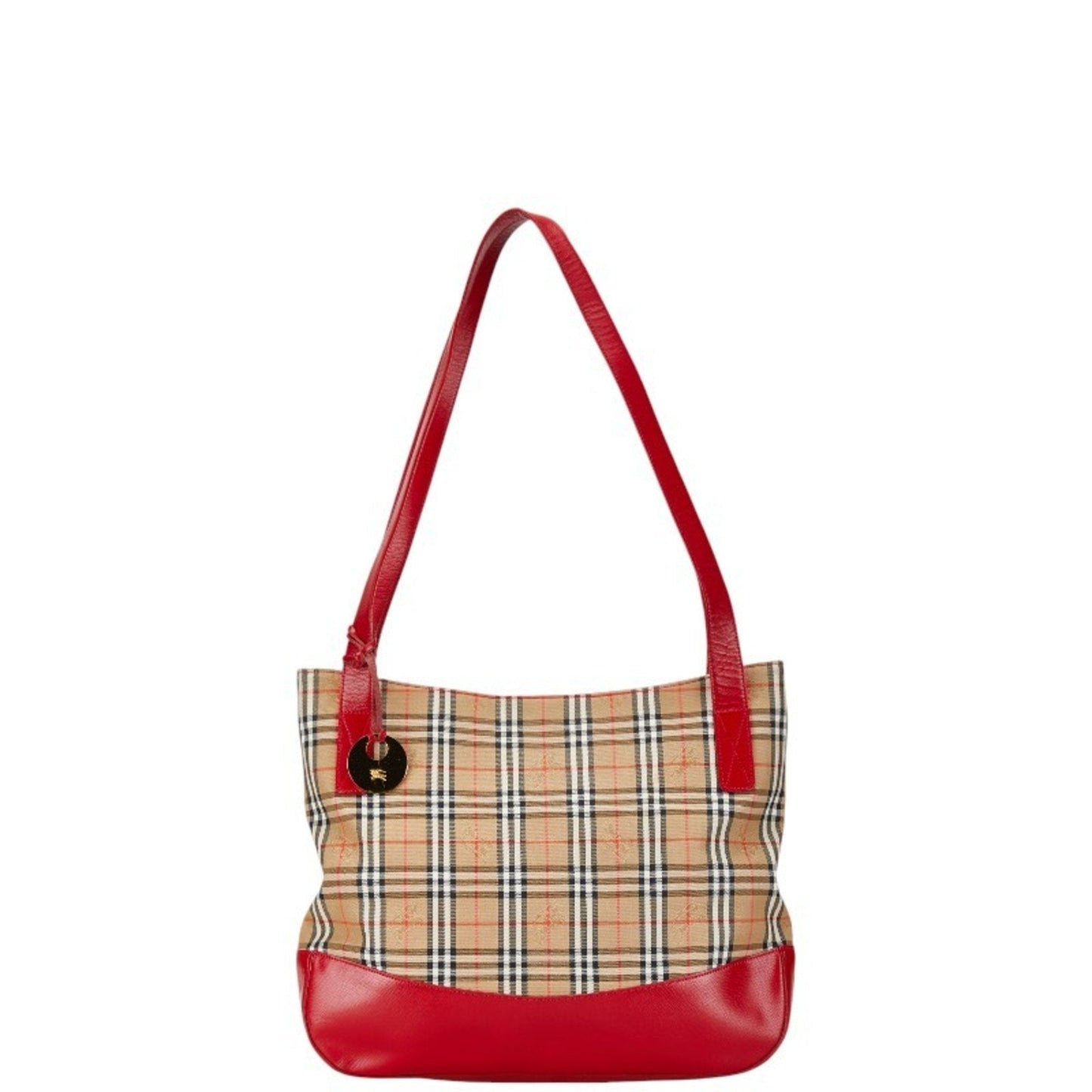 Burberry Color Shoulder Bag Tote Bag Leather Canvas Beige