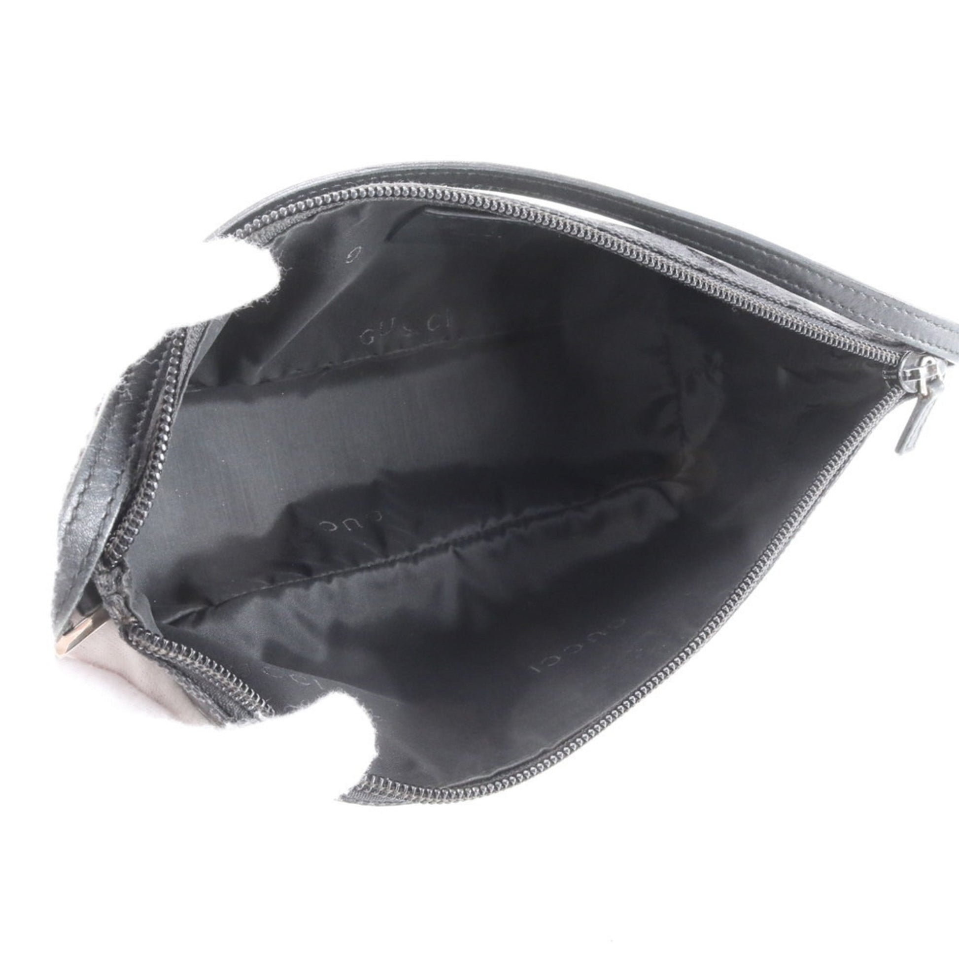 Gucci Black Leather Canvas Pouch Shoulder Bag