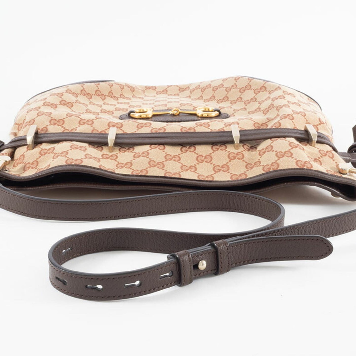 Gucci Beige Brown Gg Canvas Leather Shoulder Bag