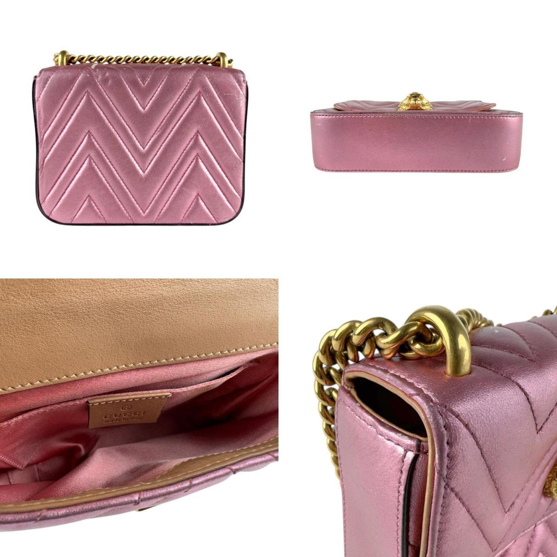 Gucci Metallic Pink Leather Shoulder Bag
