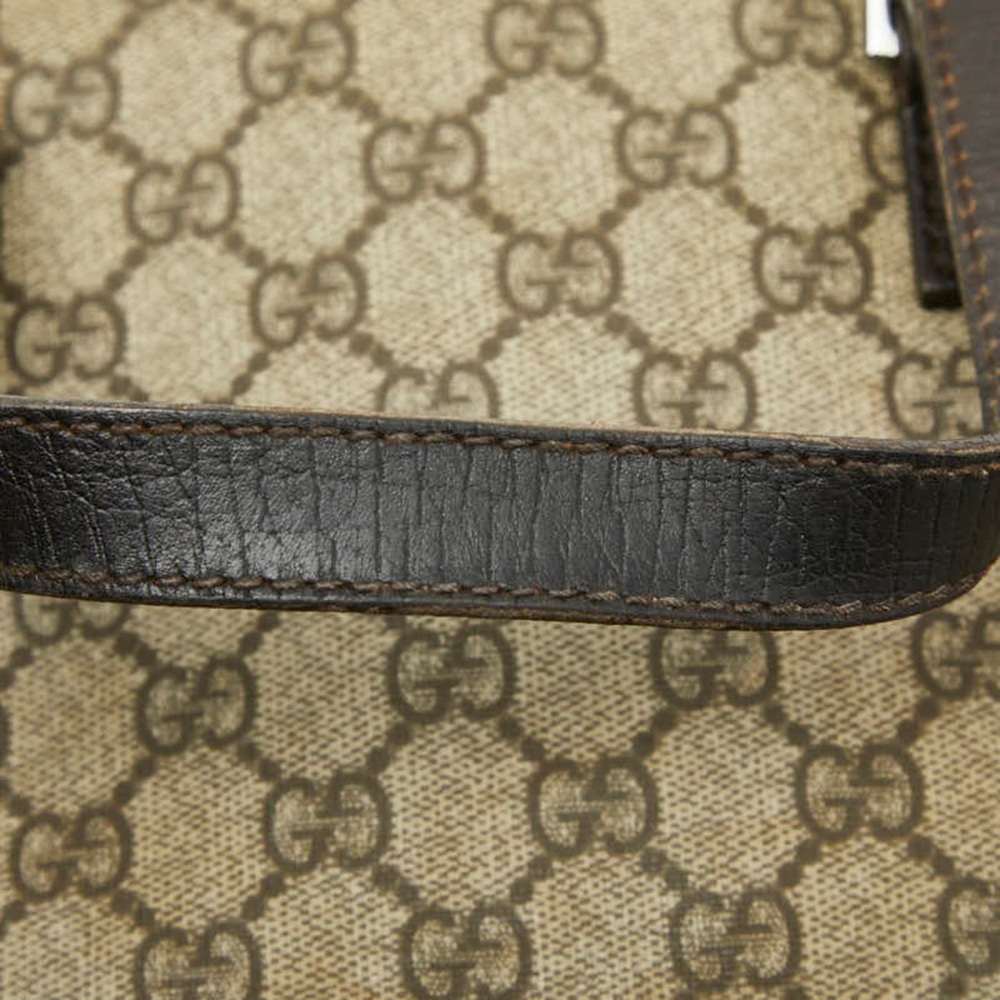 Gucci Beige Brown Pvc Leather Handbag Tote Bag