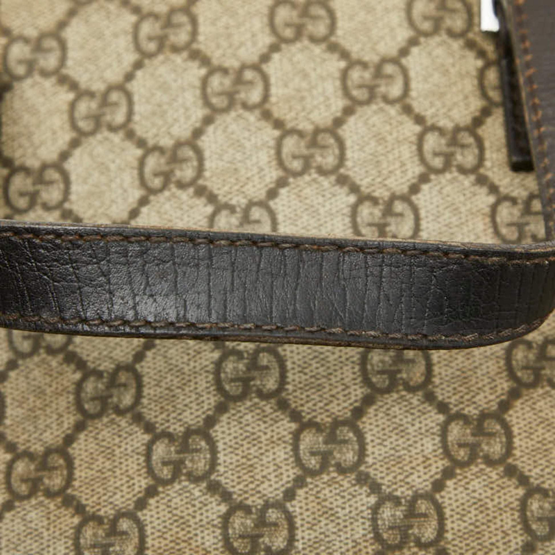 Gucci Beige Brown Pvc Leather Handbag Tote Bag