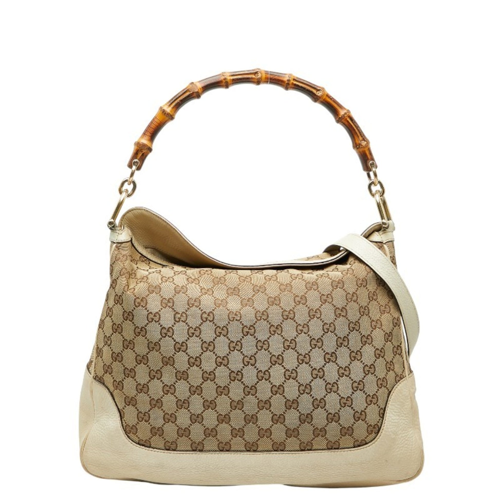 Gucci Brown Ivory Canvas Leather Handbag Shoulder Bag