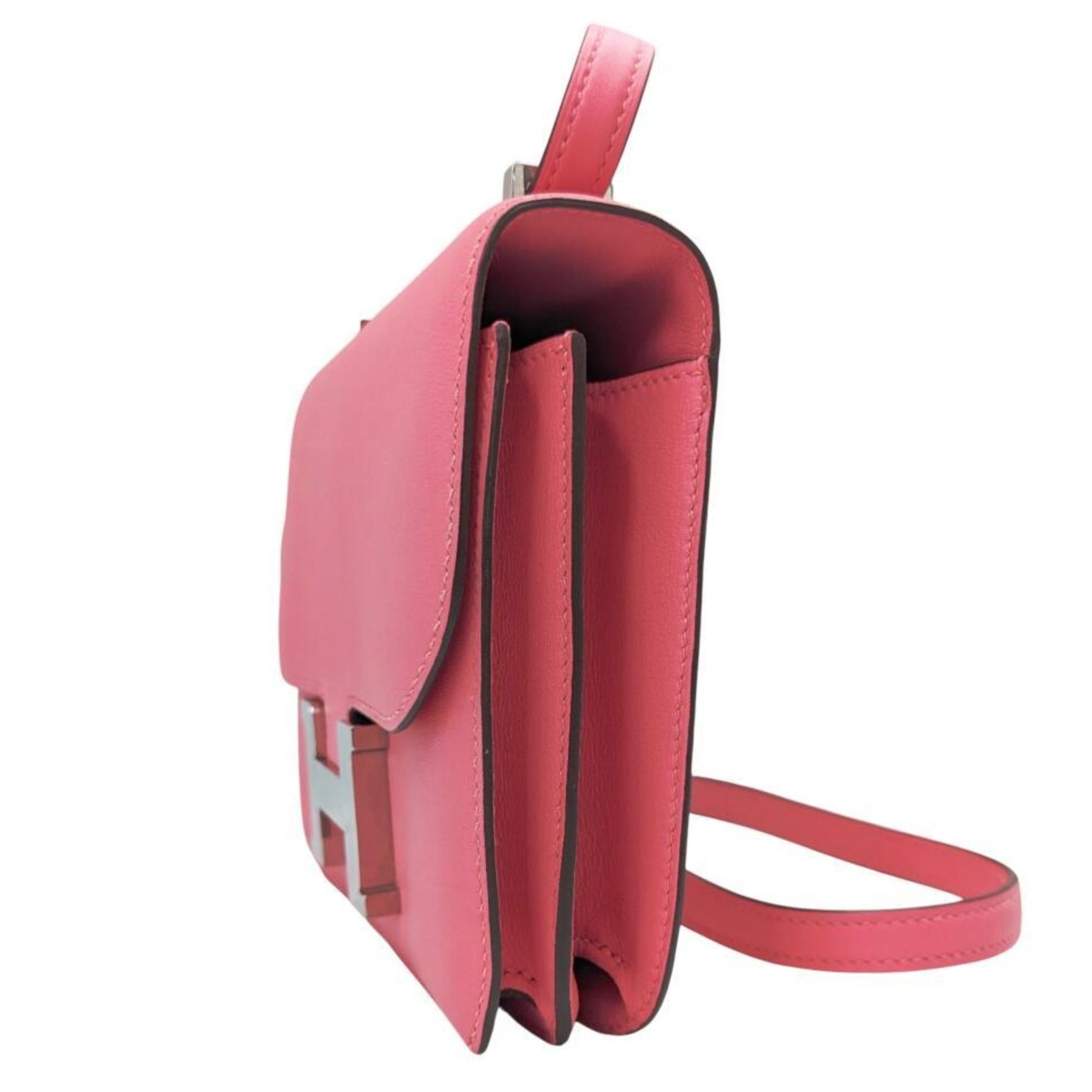 Hermes Rose Azalee Evercalf Shoulder Bag Leather Pink