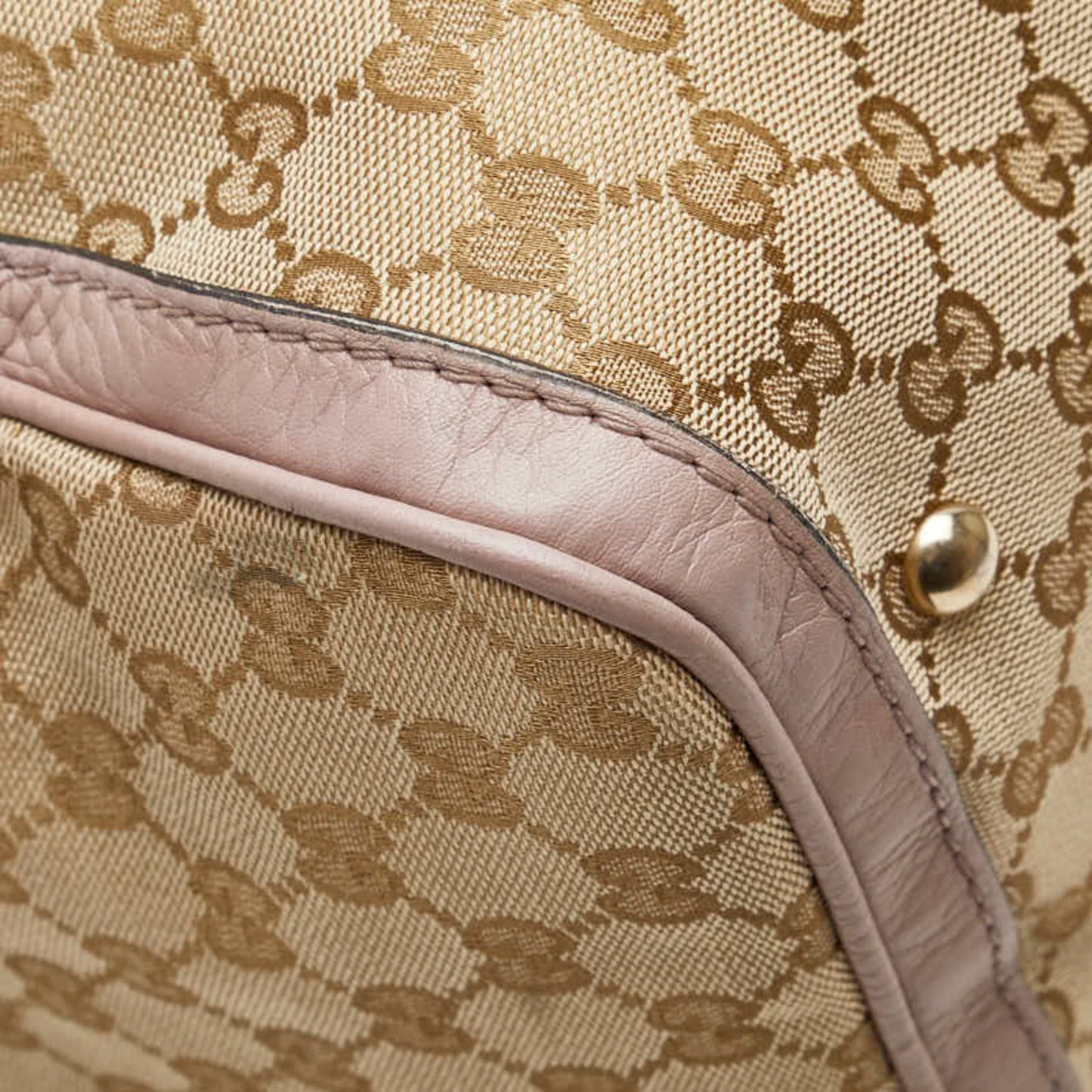 Gucci Beige Pink Canvas Leather Handbag Shoulder Bag