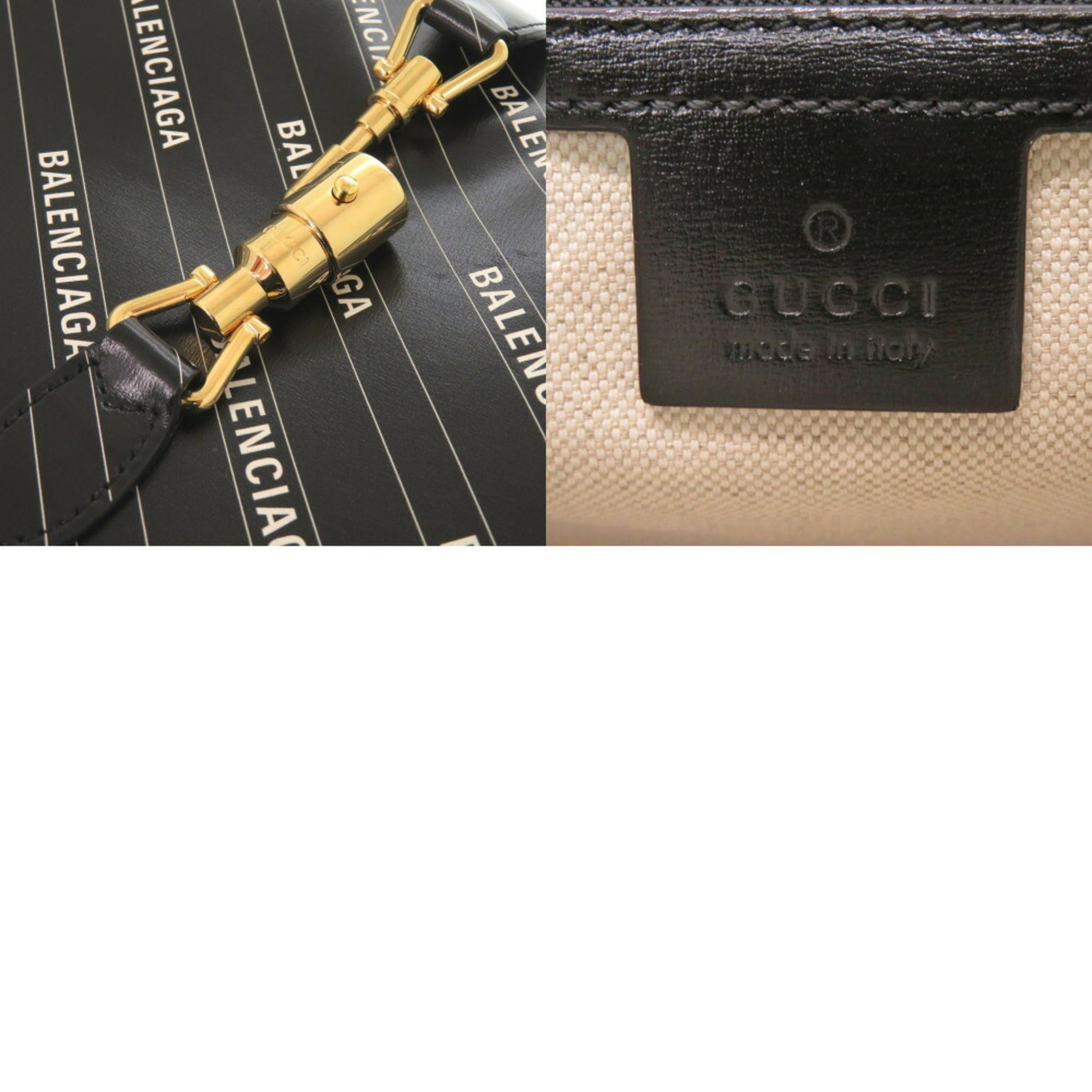 Gucci Black White Leather Shoulder Bag