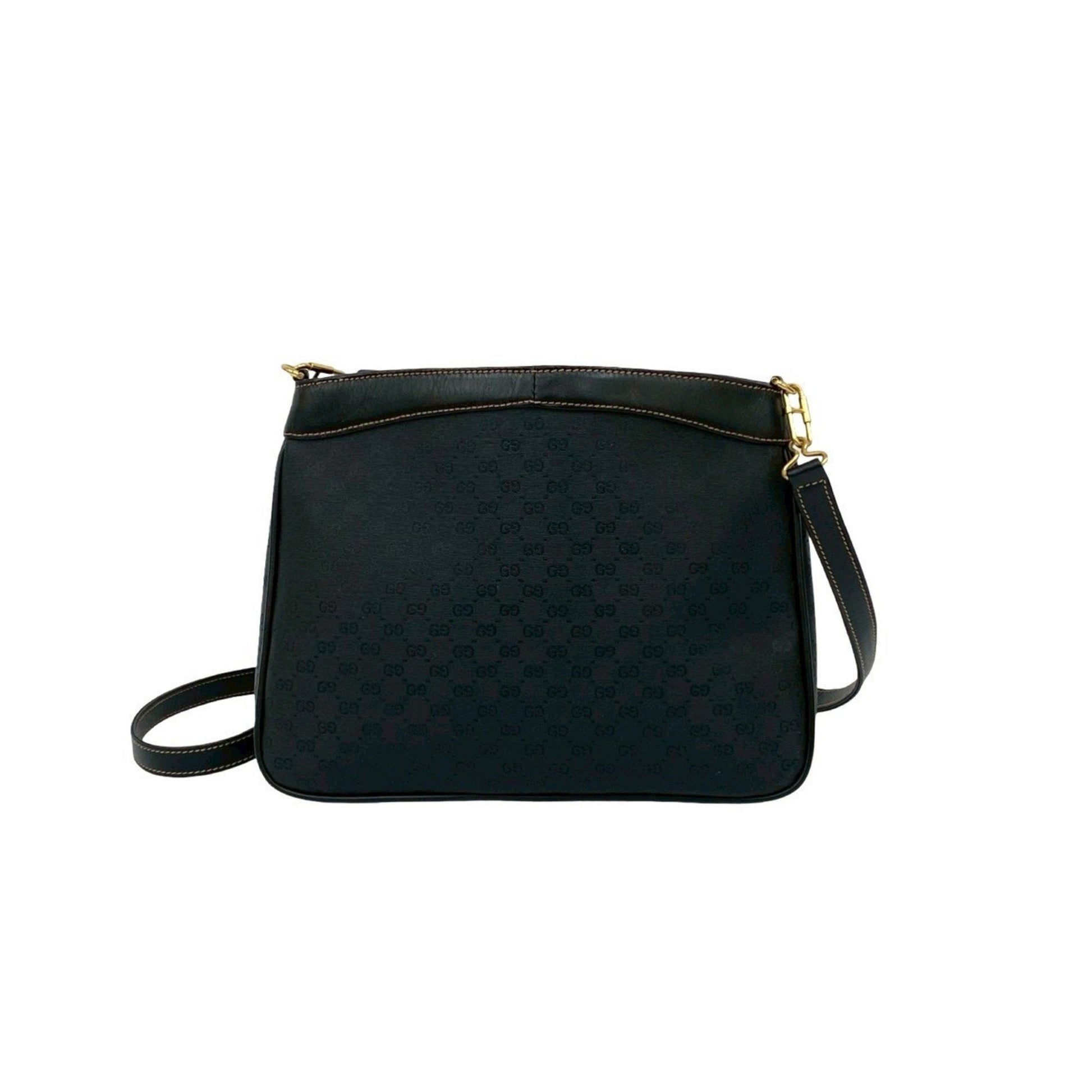 Gucci Black Leather Pvc Pochette Shoulder Bag