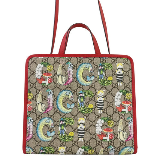 Gucci Beige Red Color Gg Supreme Tote Bag
