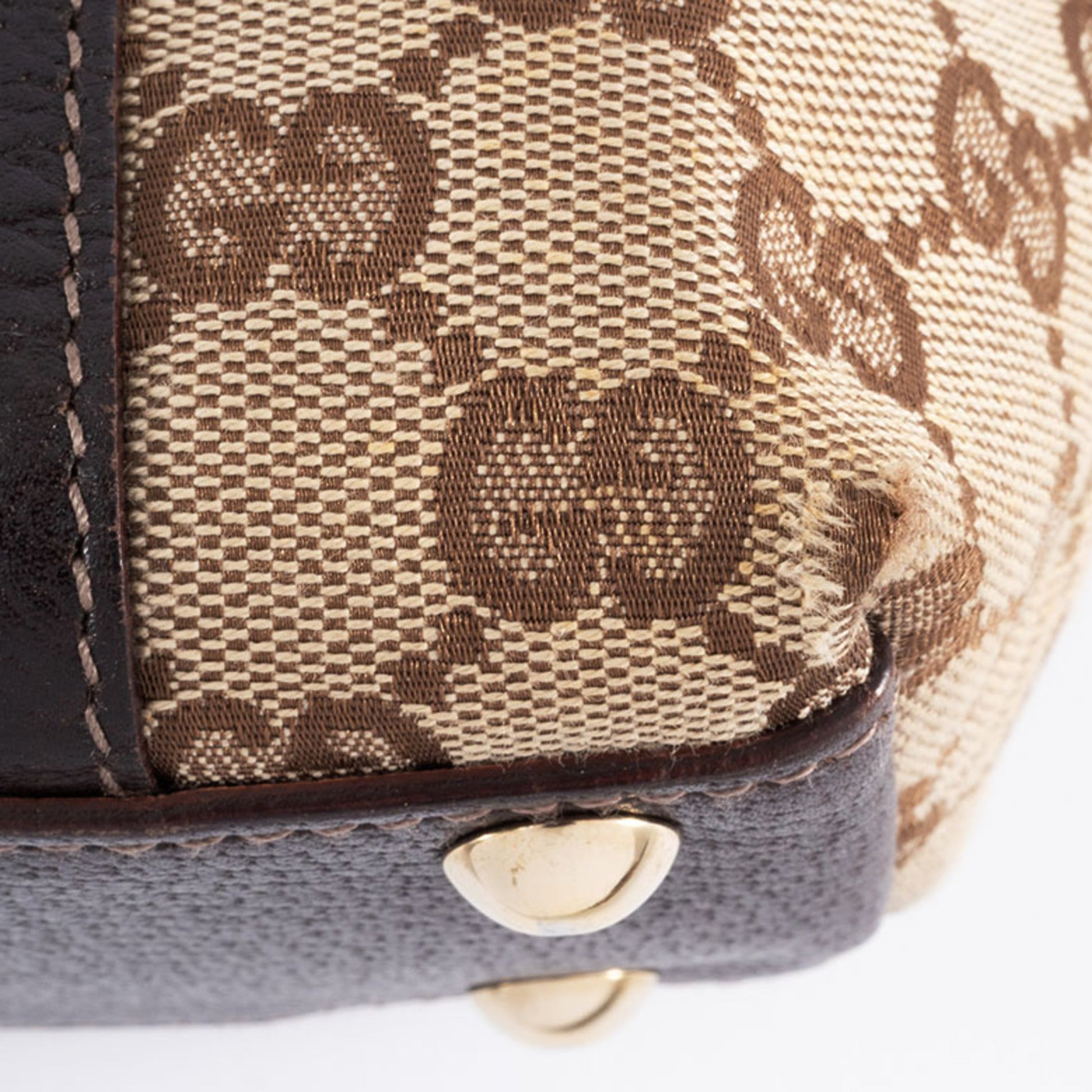Gucci Gg Canvas Beige Brown Gg Canvas Leather Tote Bag