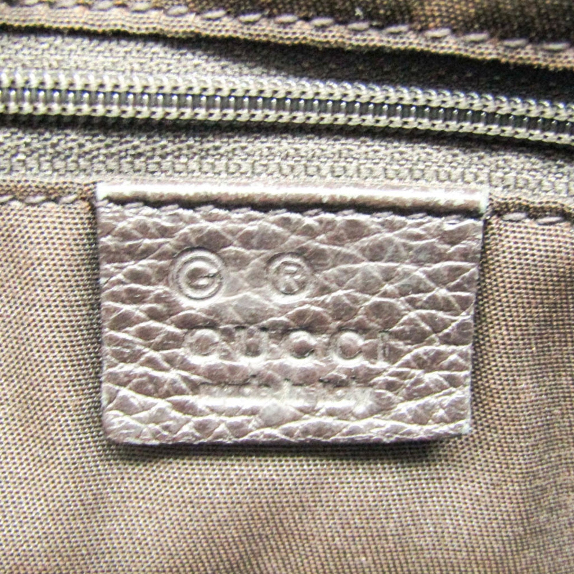 Gucci Gg Crystal Beige Dark Brown Leather Pvc Tote Bag