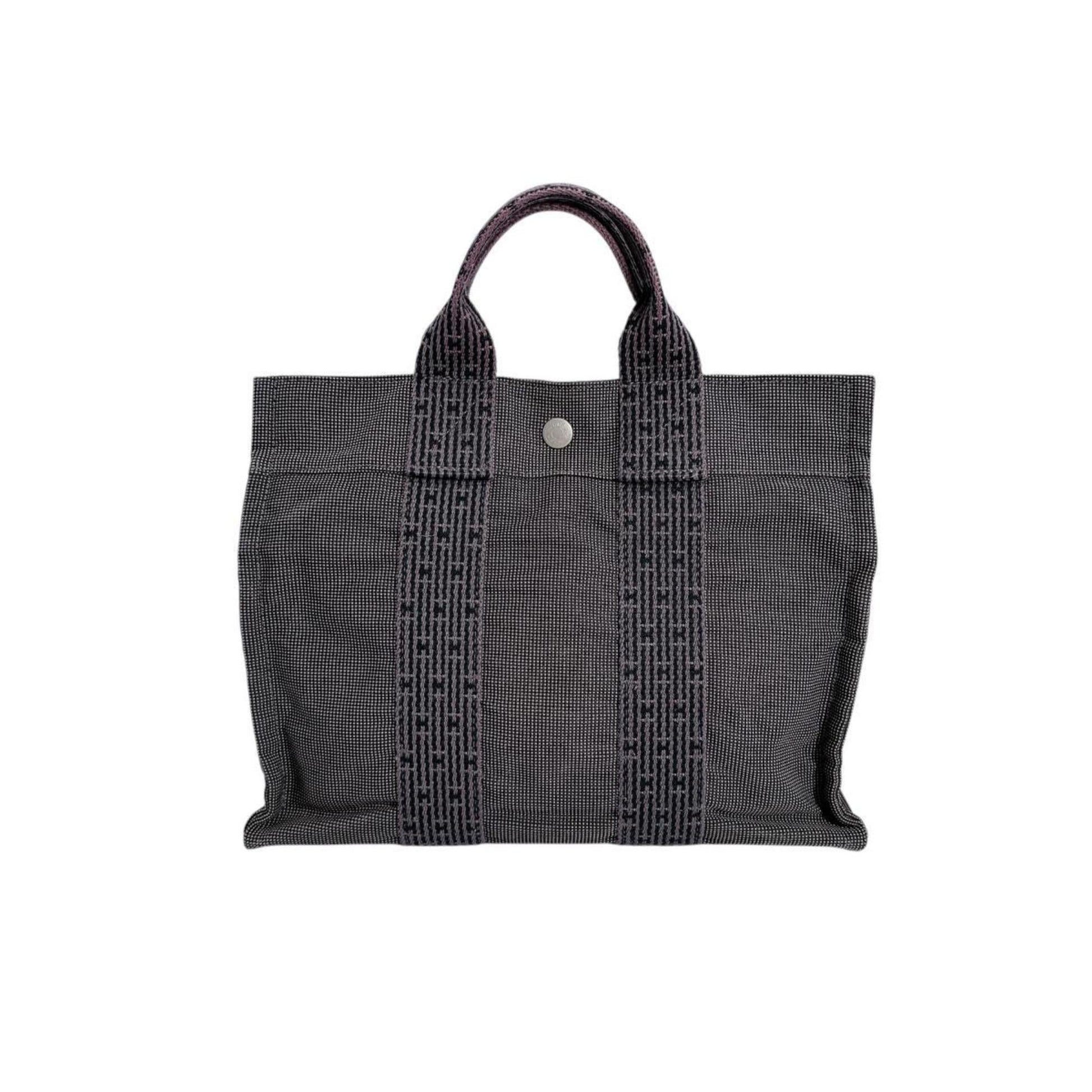 Hermes Her Line Tote Bag Canvas Gray Tote Bag 16