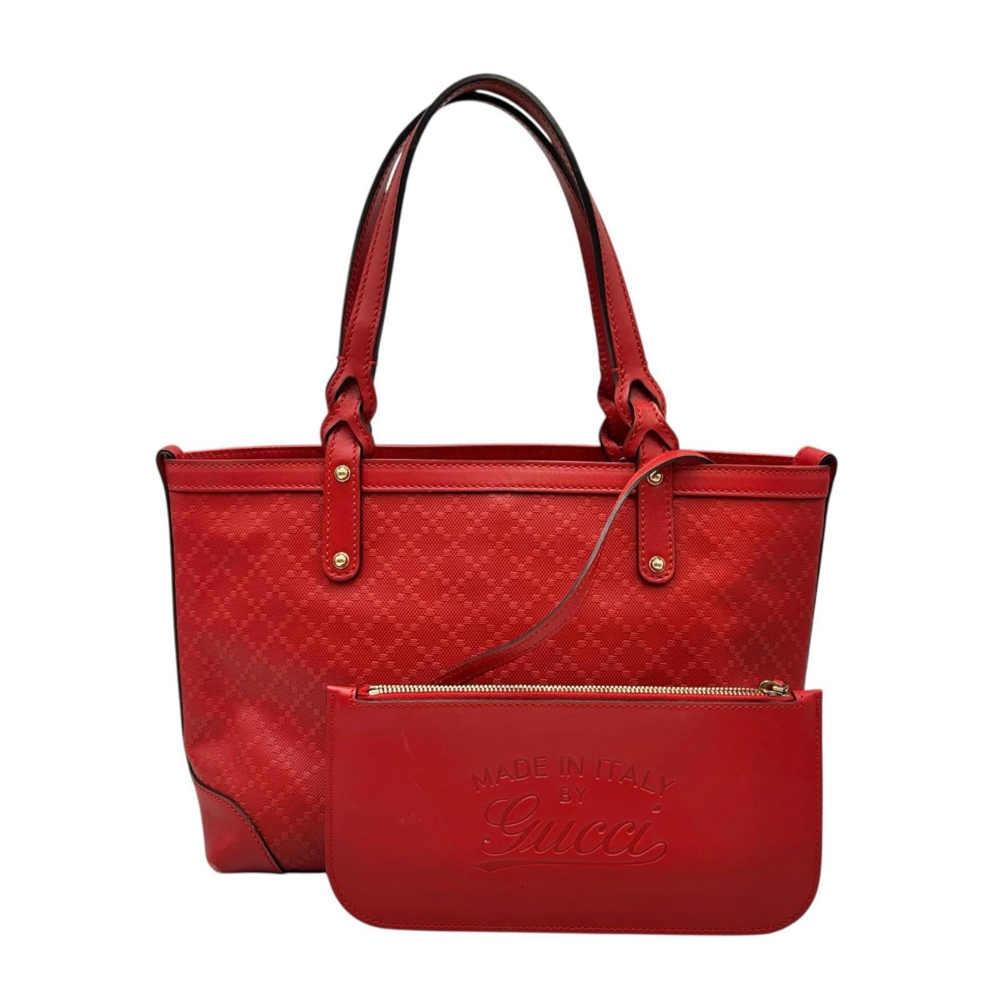 Gucci Red Color Leather Pouch Tote Bag